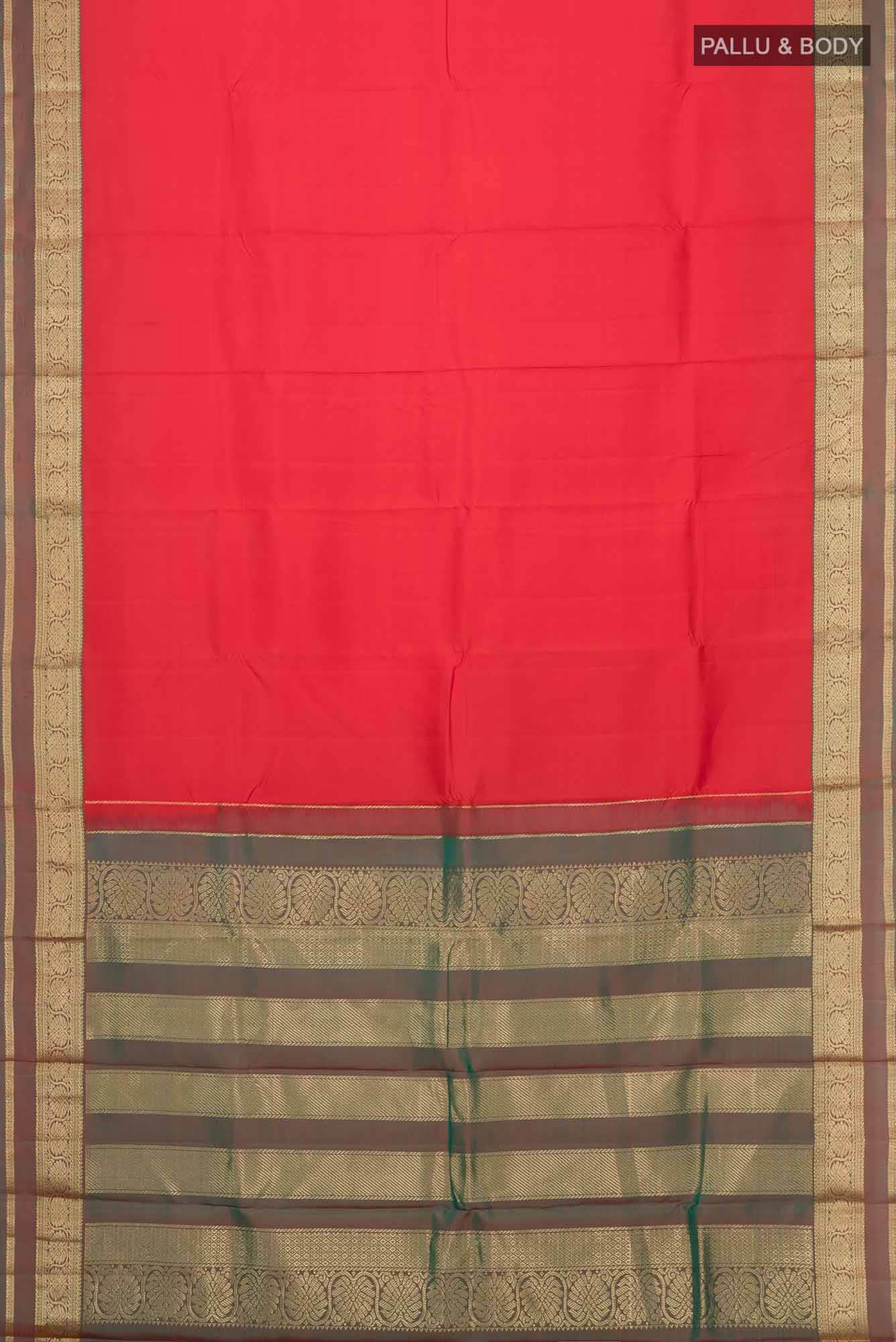 Red Kanchipuram Silk Saree - Image 4