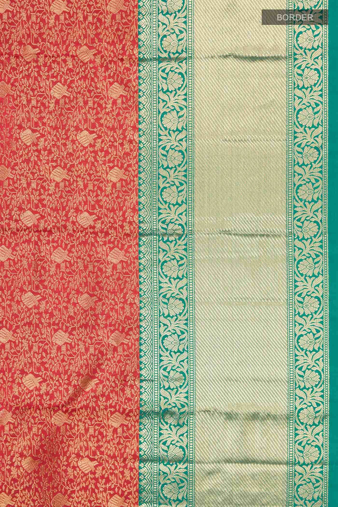 Red Kanchipuram Silk Saree - Image 6