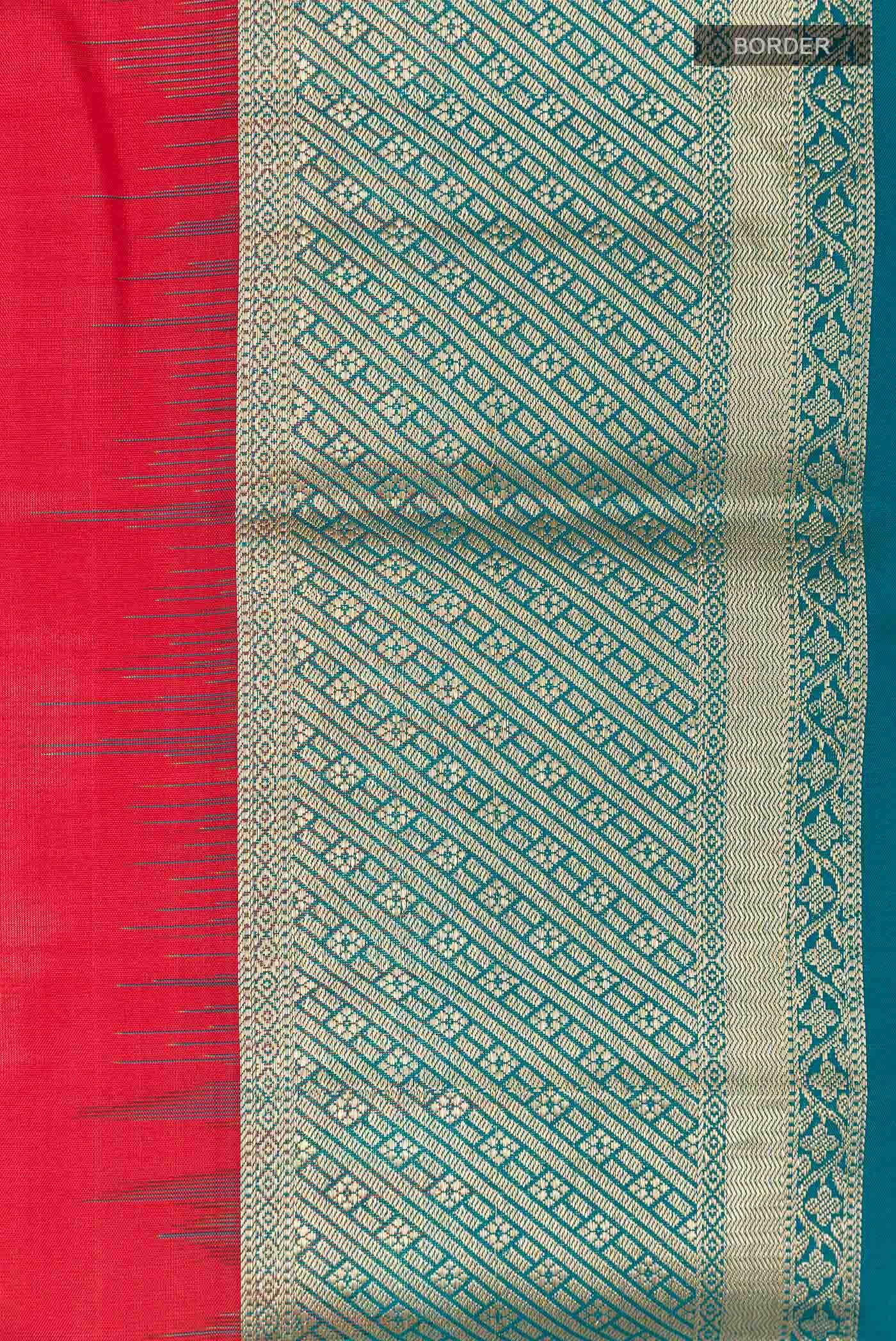 Red Kanchipuram Silk Saree - Image 5