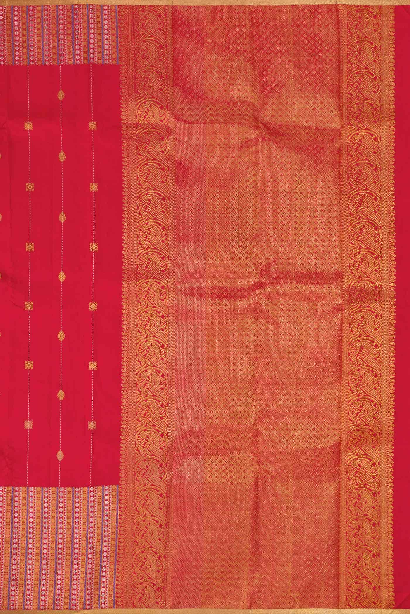 Red Kanchipuram Silk Saree - Image 5