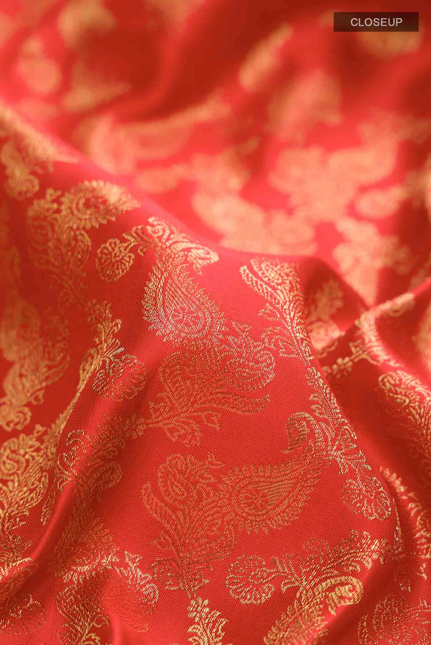 Red Kanchipuram Silk Saree - Image 3
