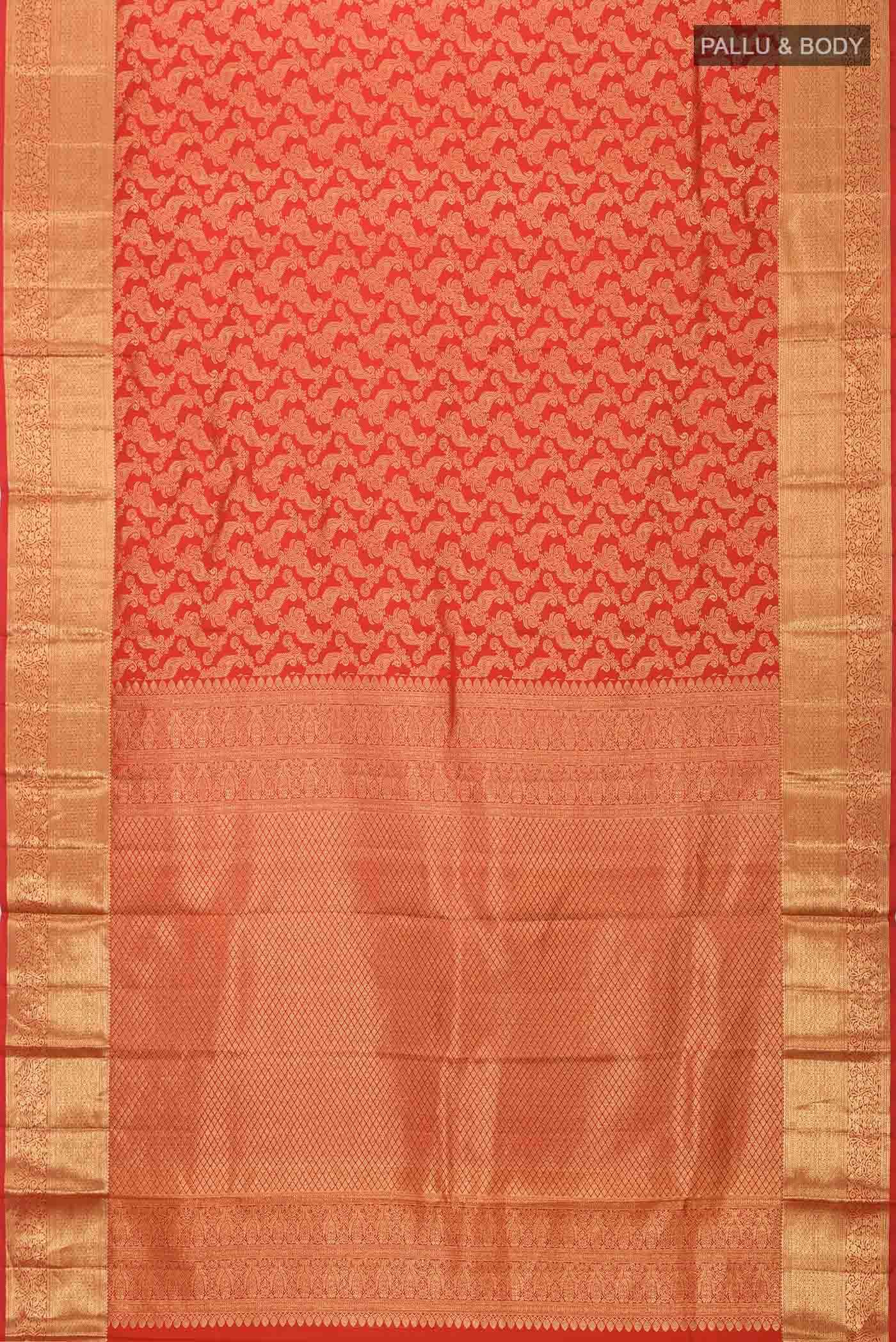 Red Kanchipuram Silk Saree - Image 4