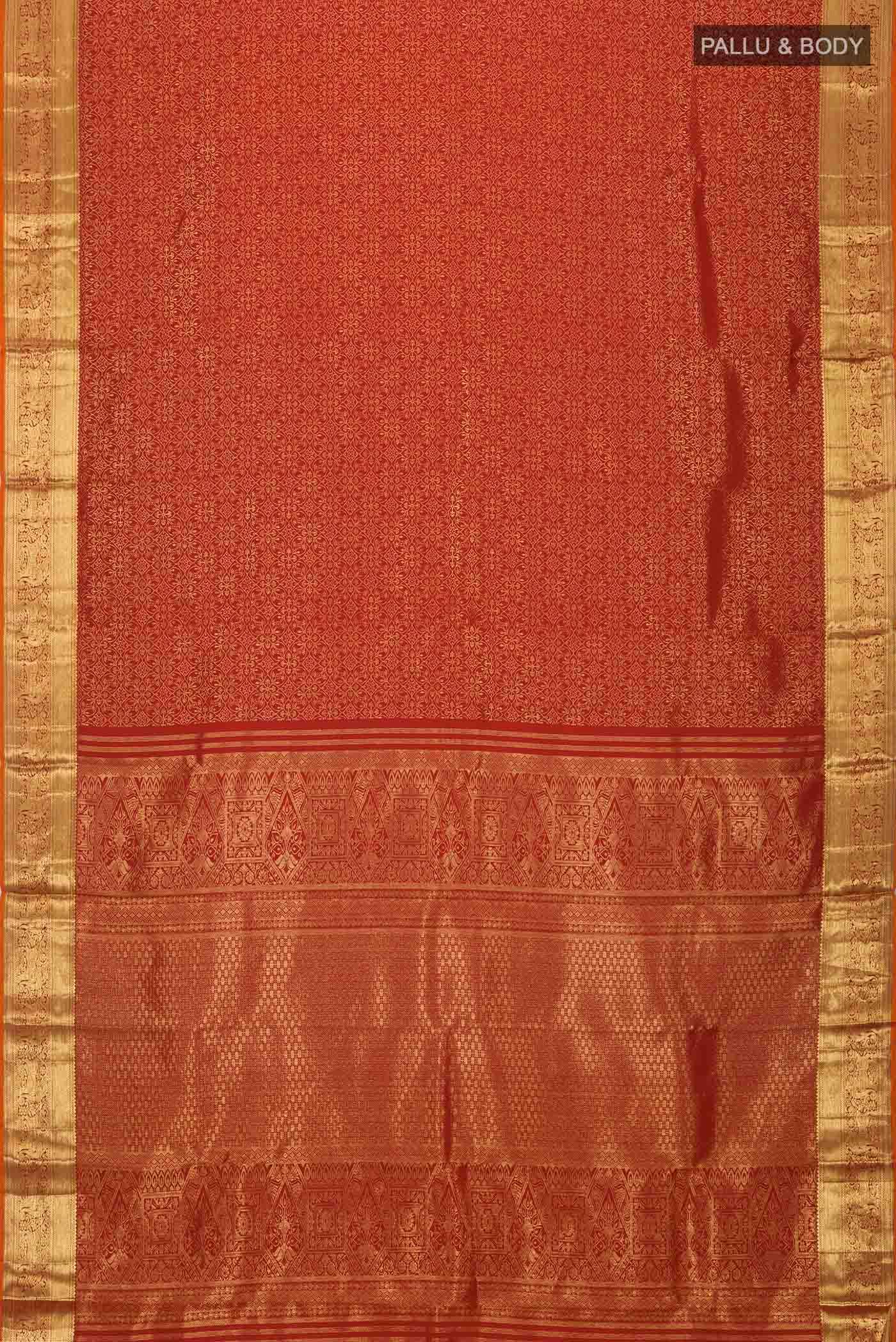Red Kanchipuram Silk Saree - Image 4