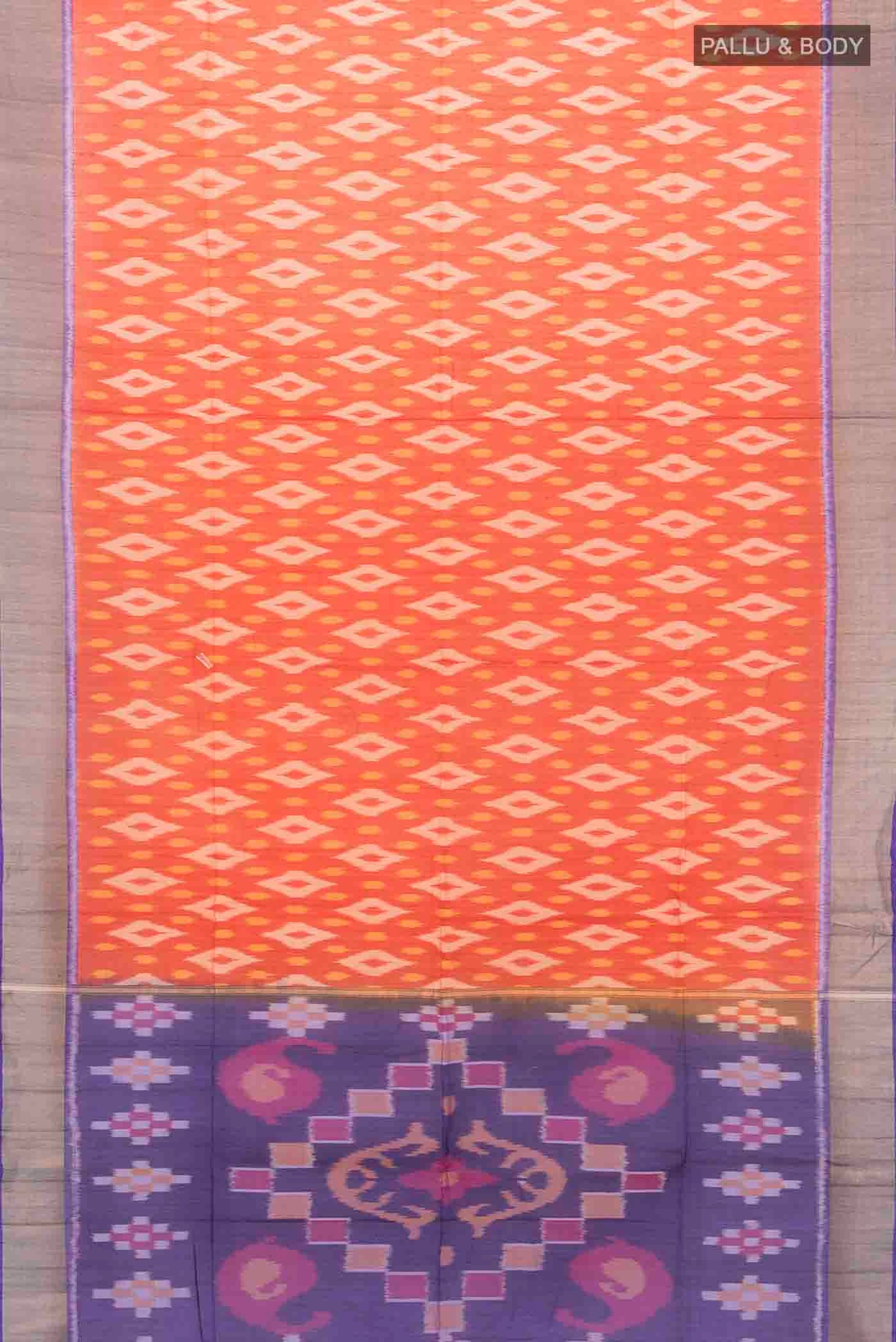 Red Kora Cotton Saree - Image 5