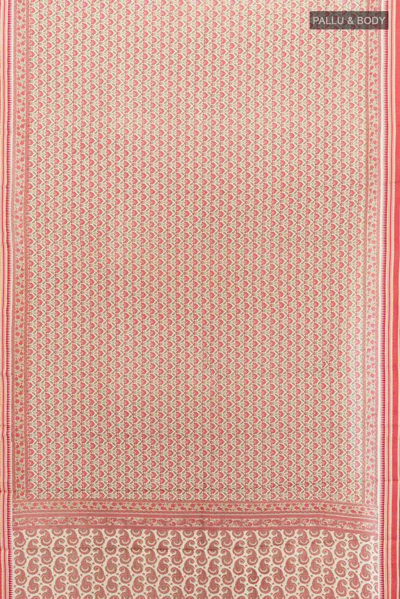 Red Maheshwari Silk Cotton Saree - Image 5