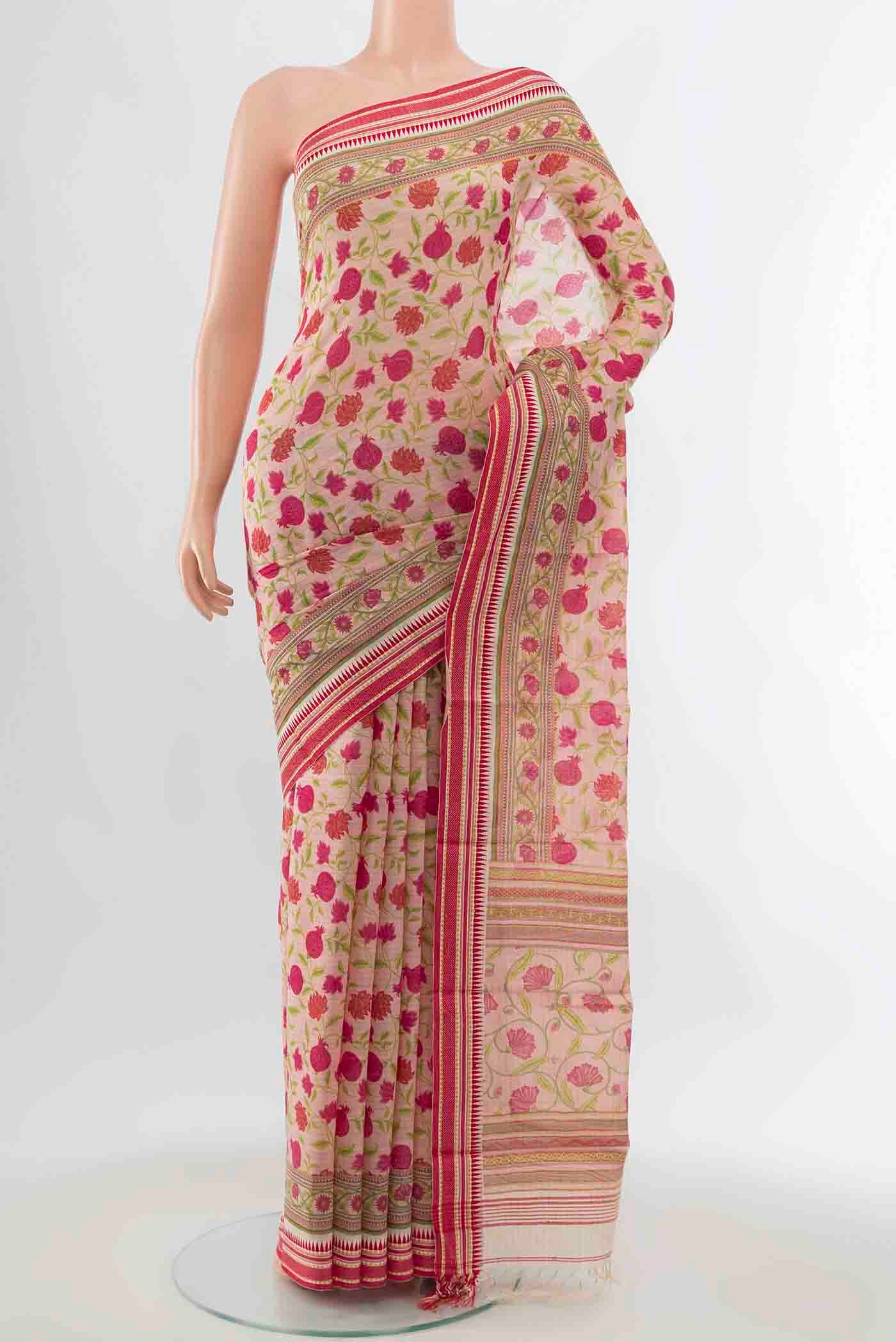 Red Maheshwari Silk Cotton Saree