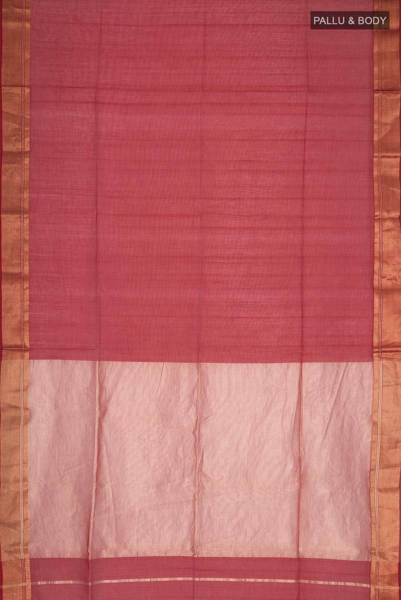 Red Maheshwari Silk Cotton Saree - Image 2