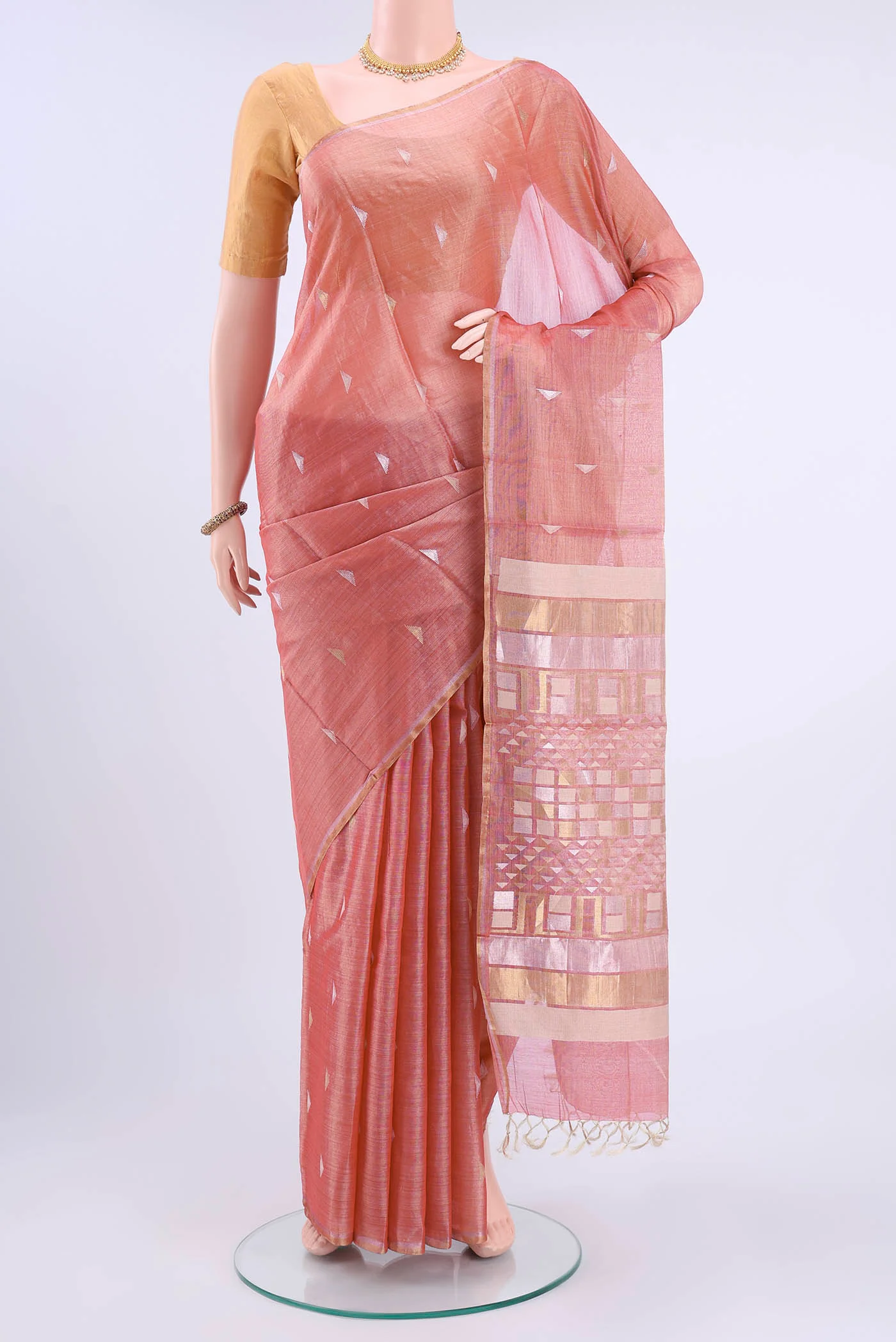 Red MP Tussar Saree