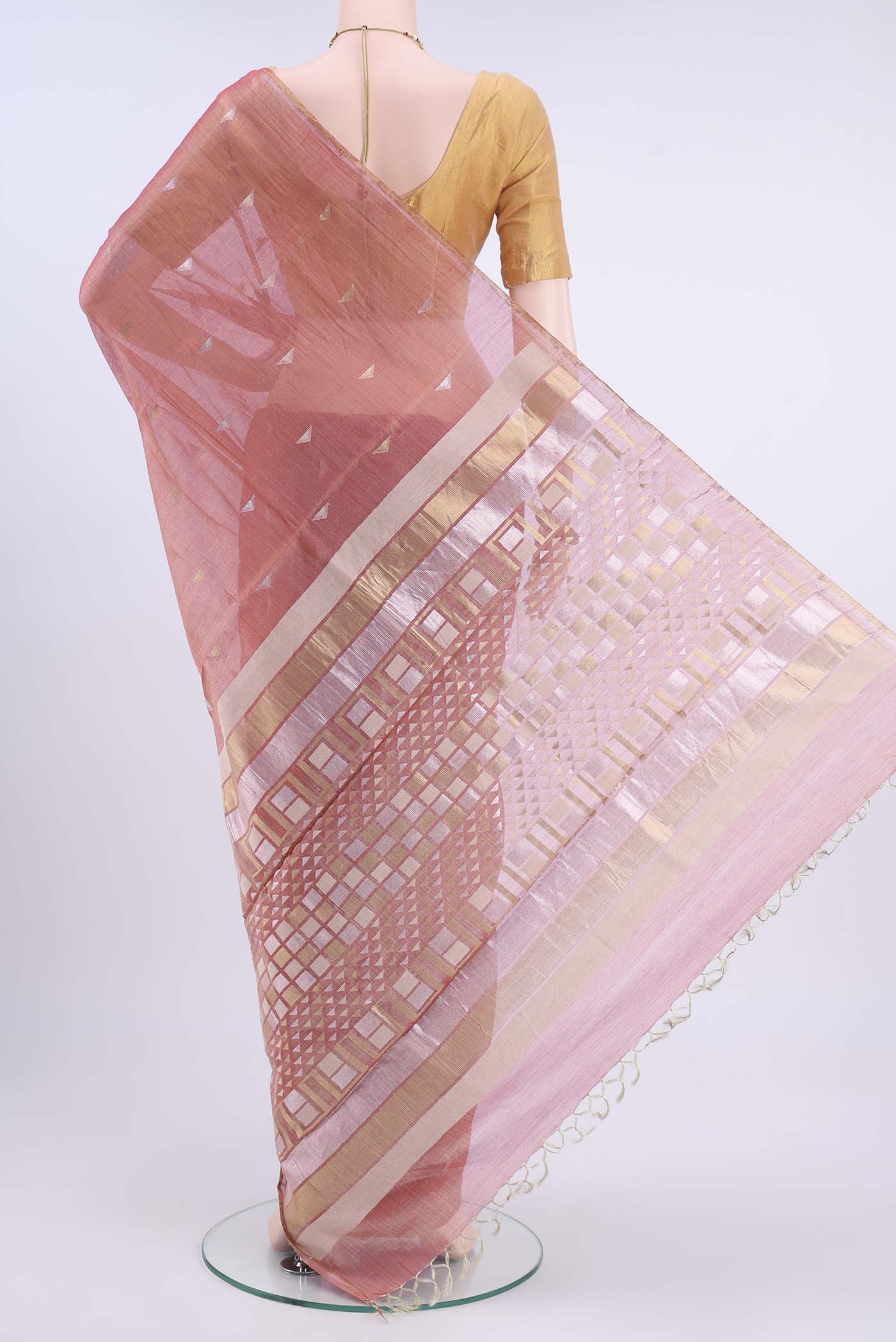 Red MP Tussar Saree - Image 3