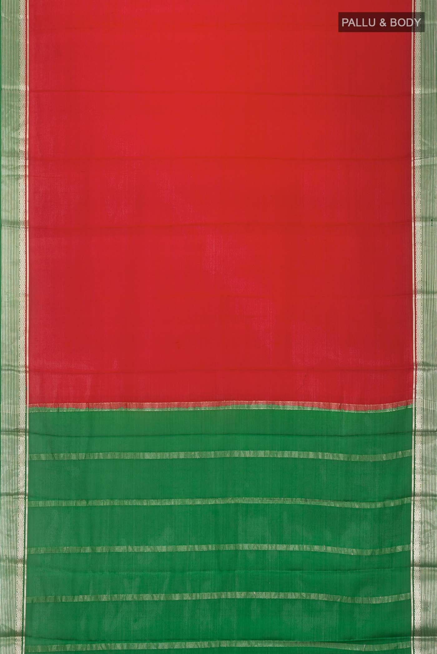 Red Mysore Crepe Saree - Image 5