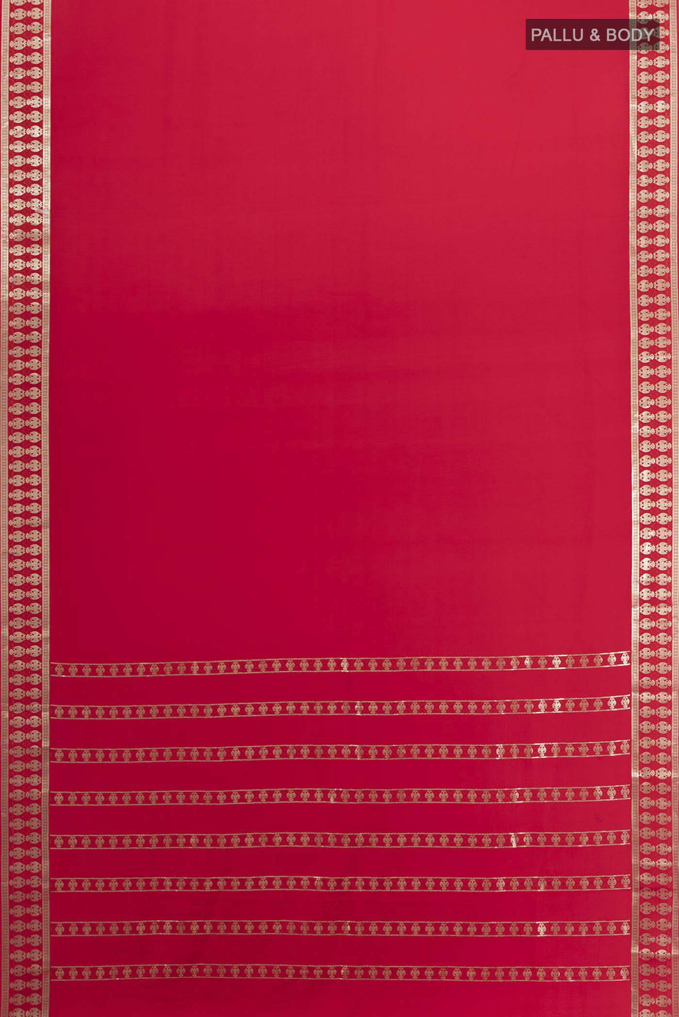 Red Mysore Crepe Saree - Image 5
