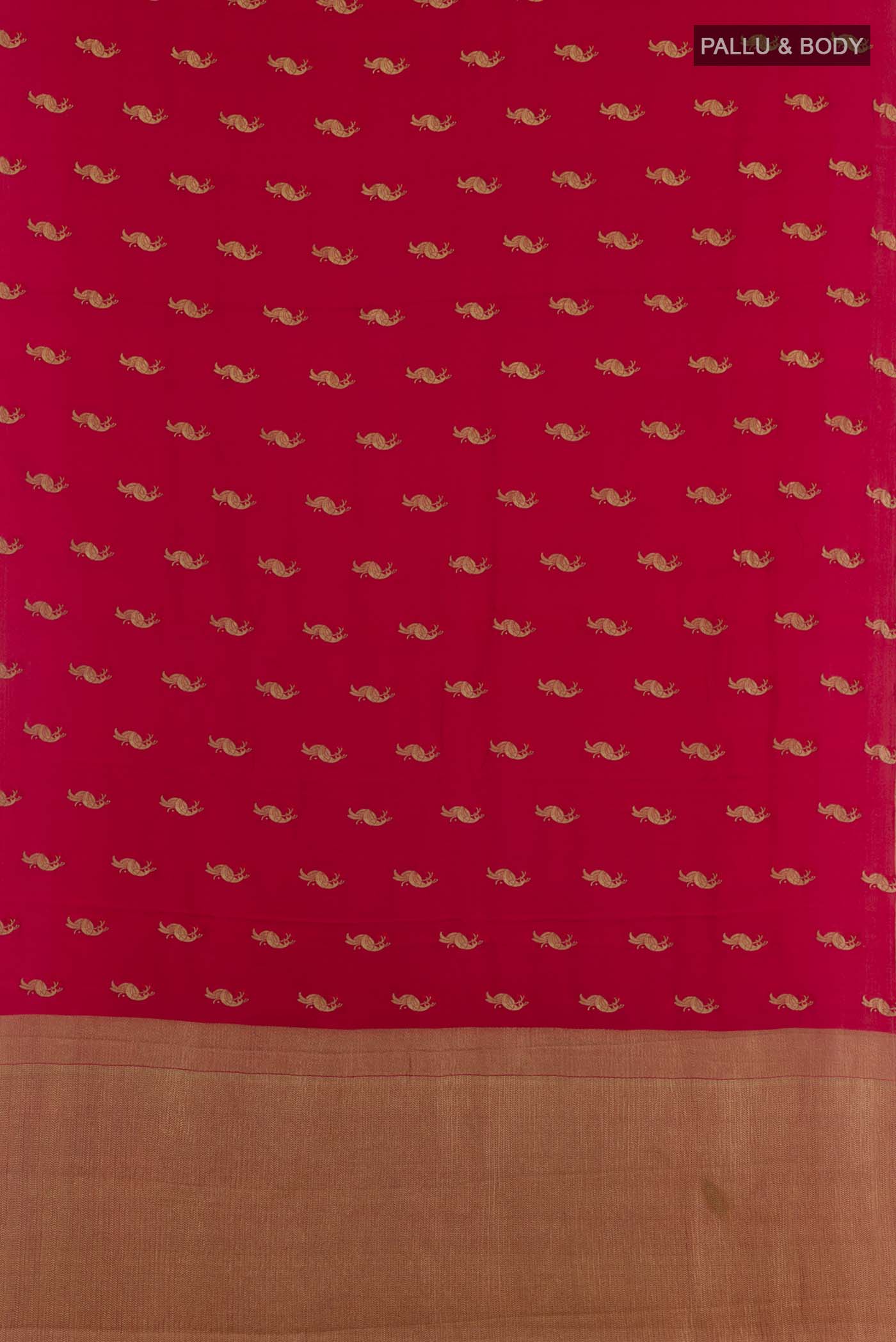 Red Mysore Crepe Saree - Image 3