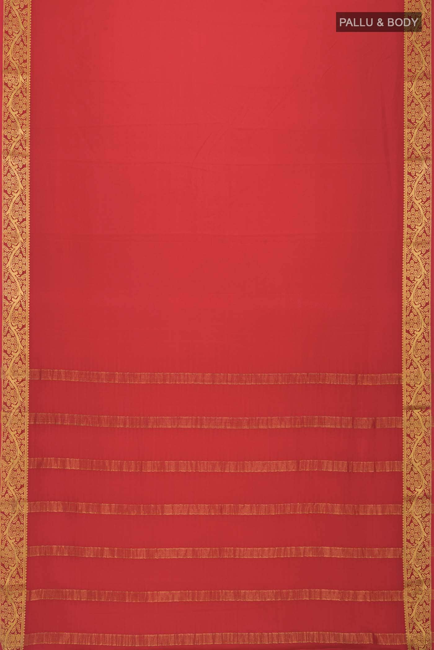 Red Mysore Crepe Saree - Image 3