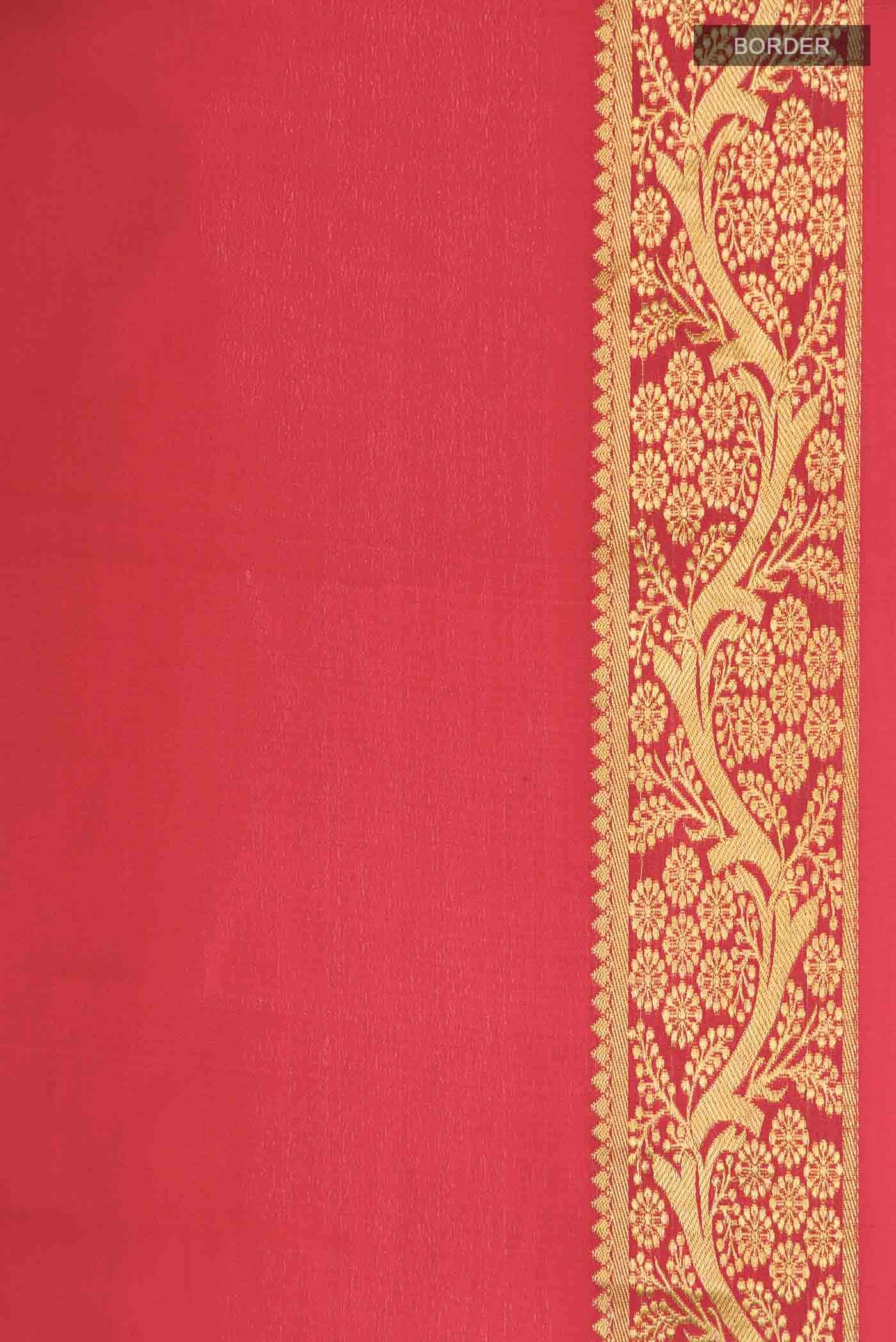 Red Mysore Crepe Saree - Image 4
