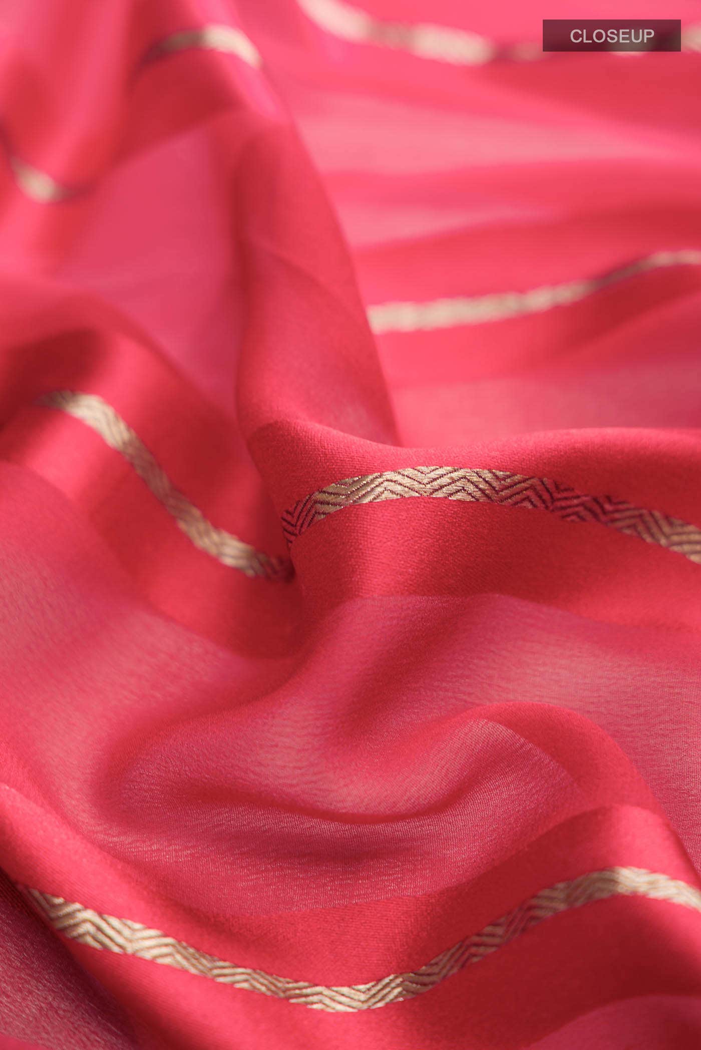 Red Mysore Georgette Saree - Image 3