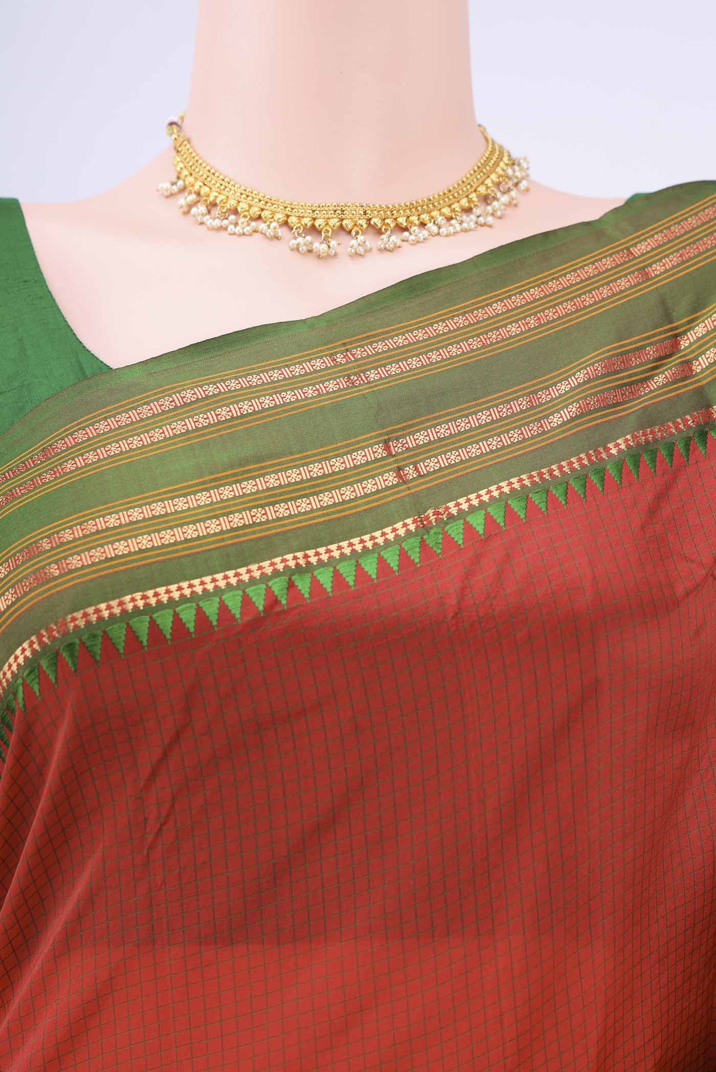 Red Narayanpet Silk Saree - Image 2