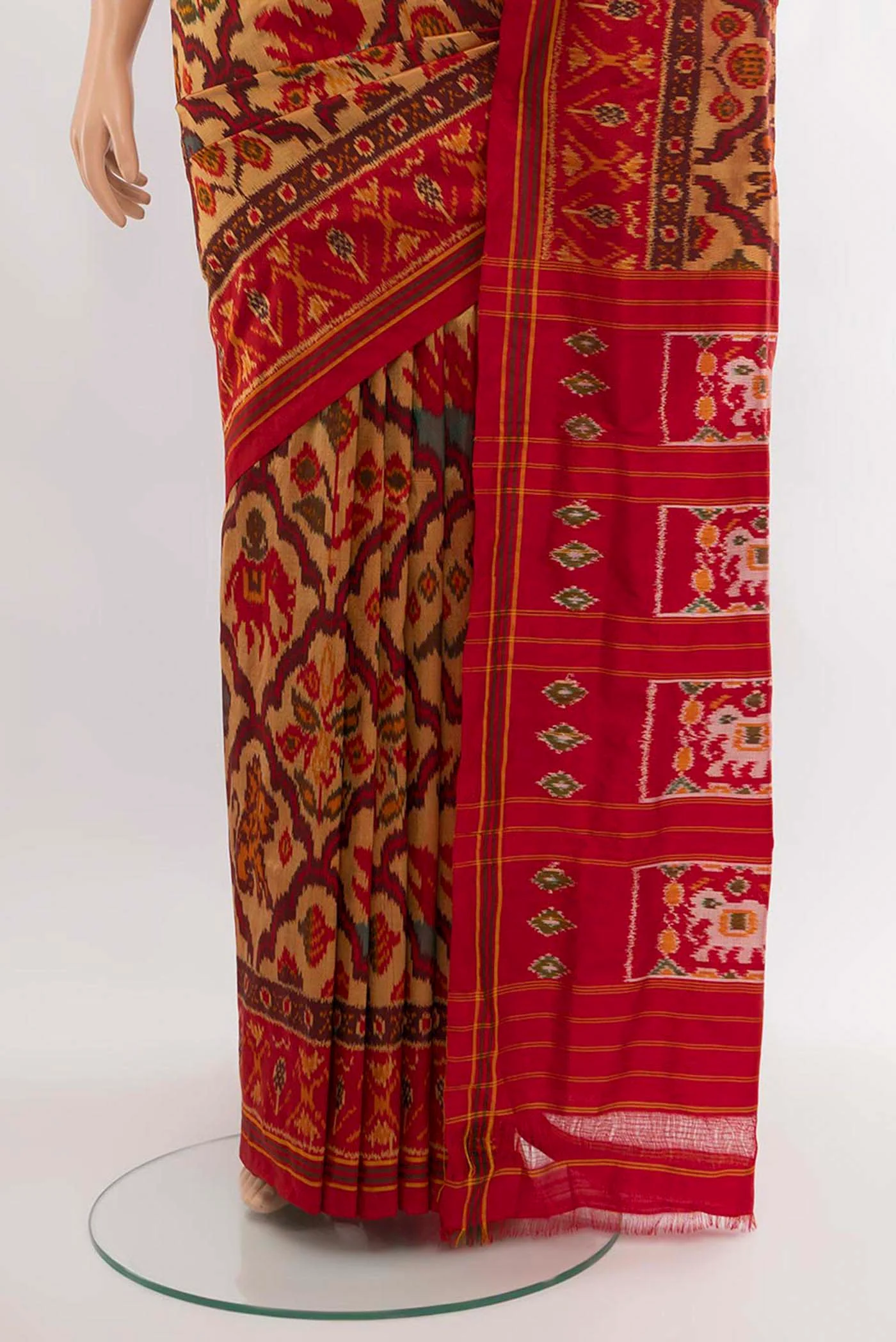 Sandal Pochampally Silk Saree - Image 3