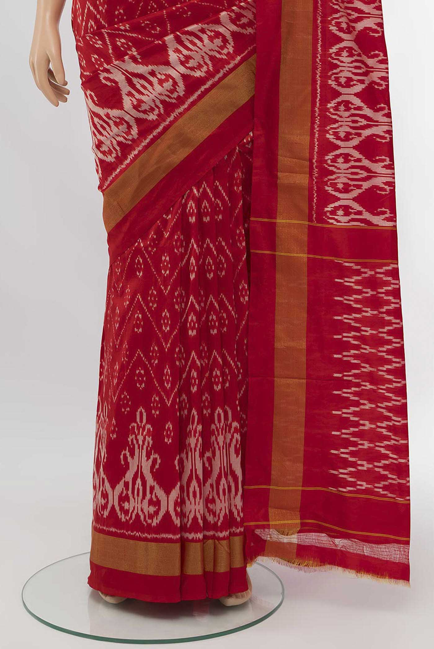 Red Pochampally Silk Saree - Image 3