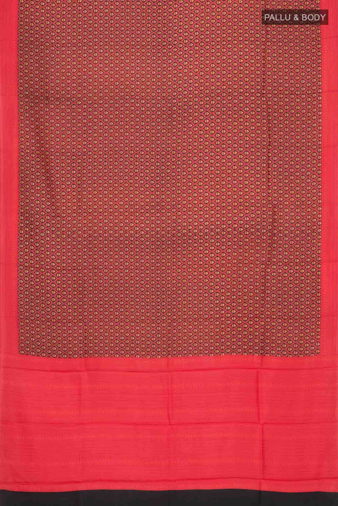 Red Printed Silk Saree - Image 3