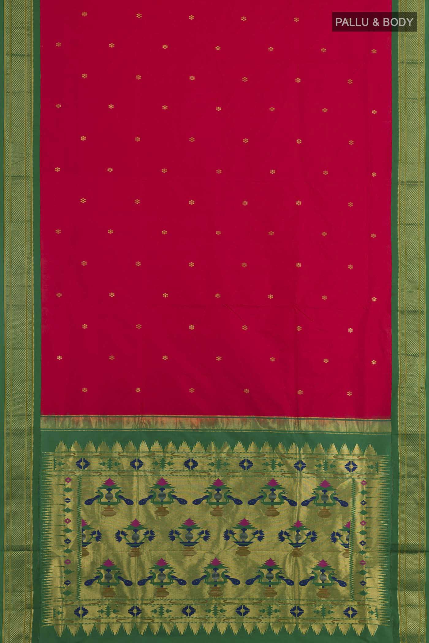 Red Paithani Silk Saree - Image 3