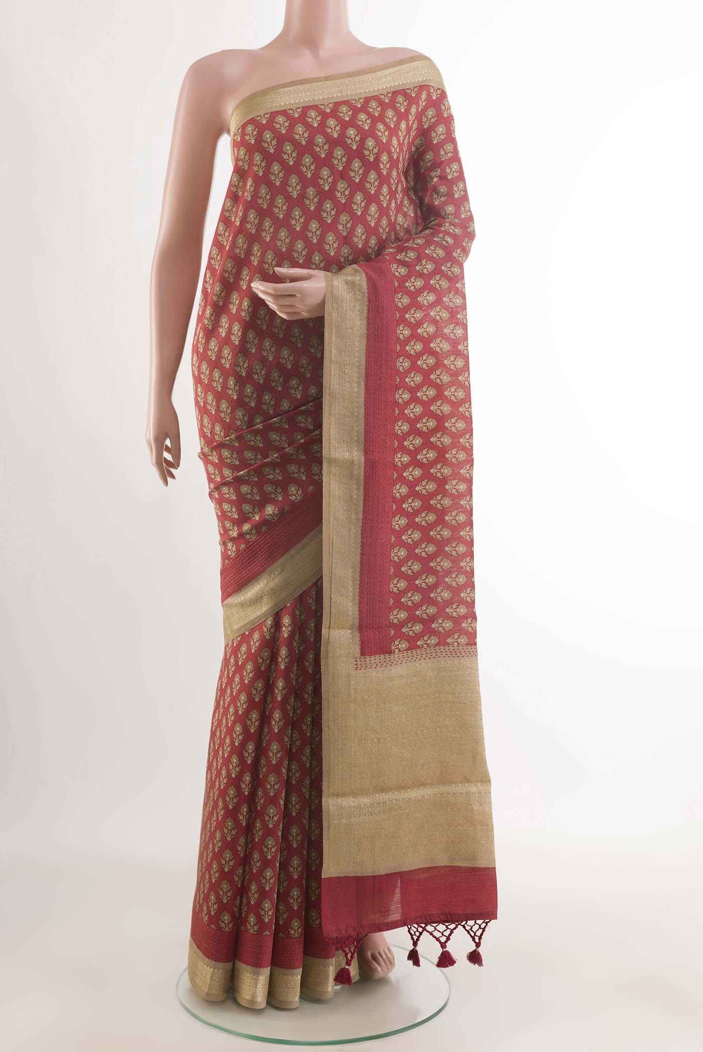 Red Tussar Saree