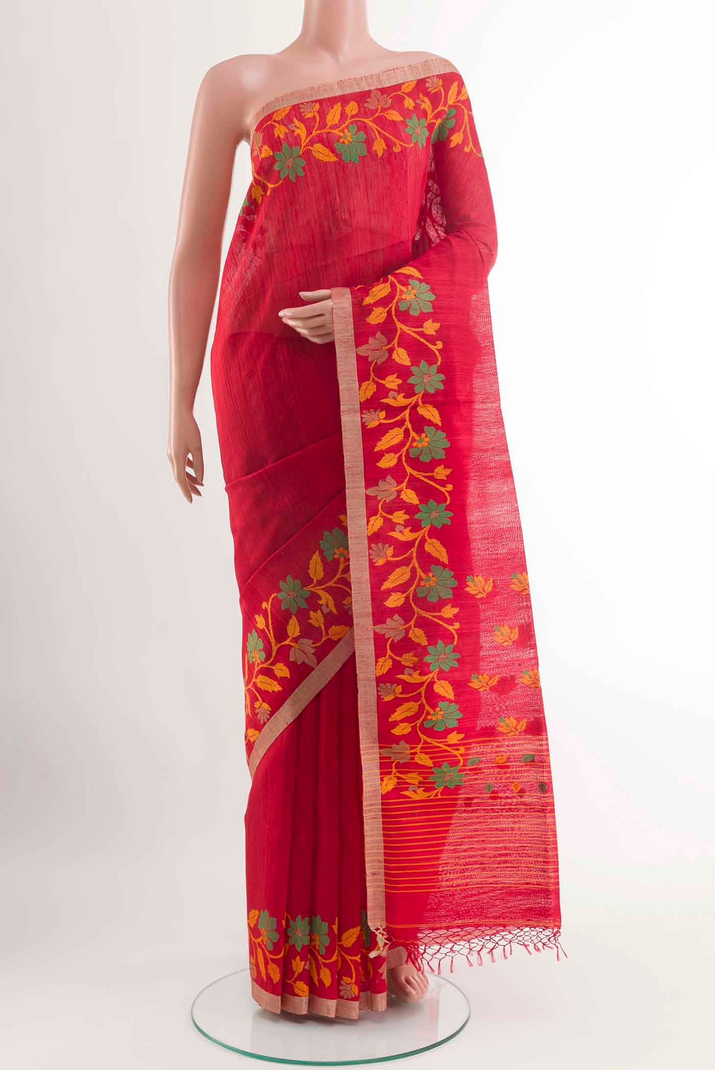 Red Tussar Saree