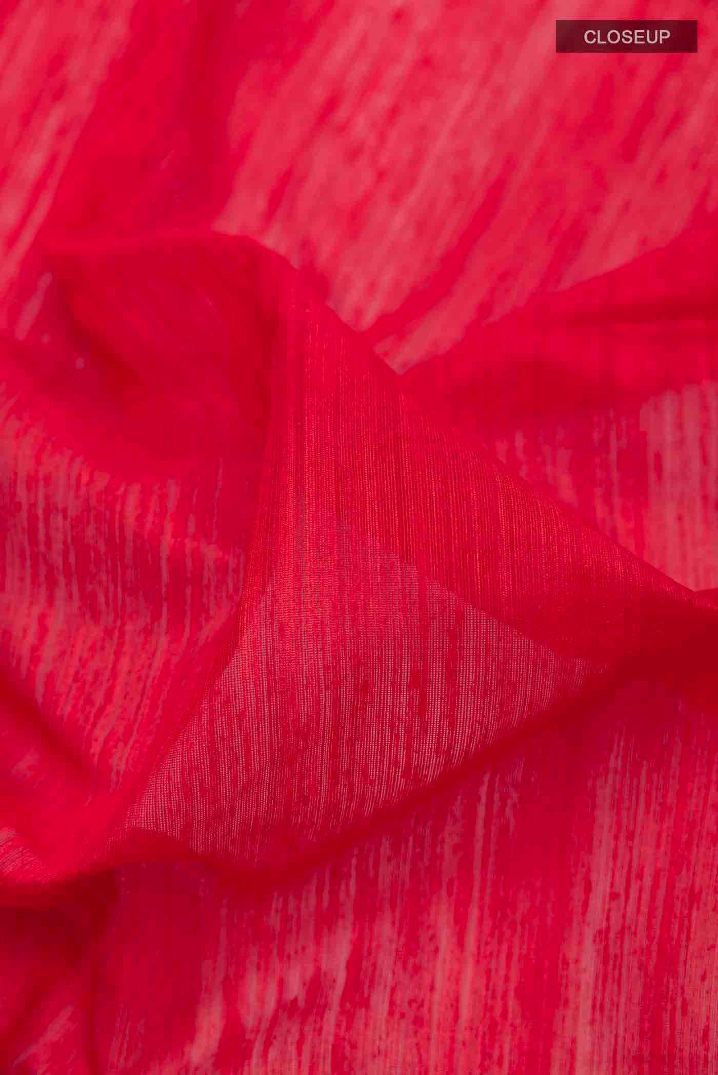 Red Tussar Saree - Image 2