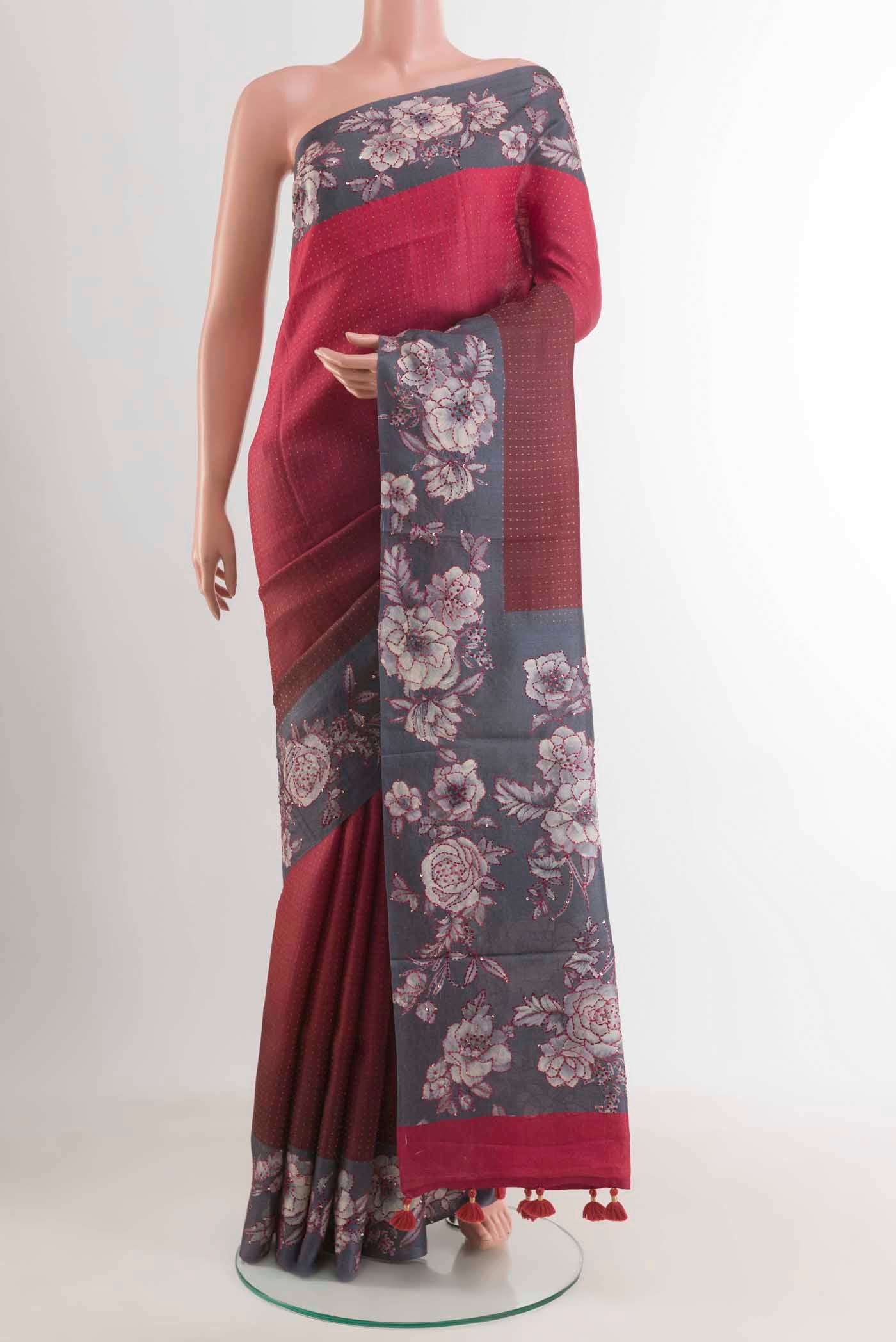 Multi Color Tussar Silk Saree