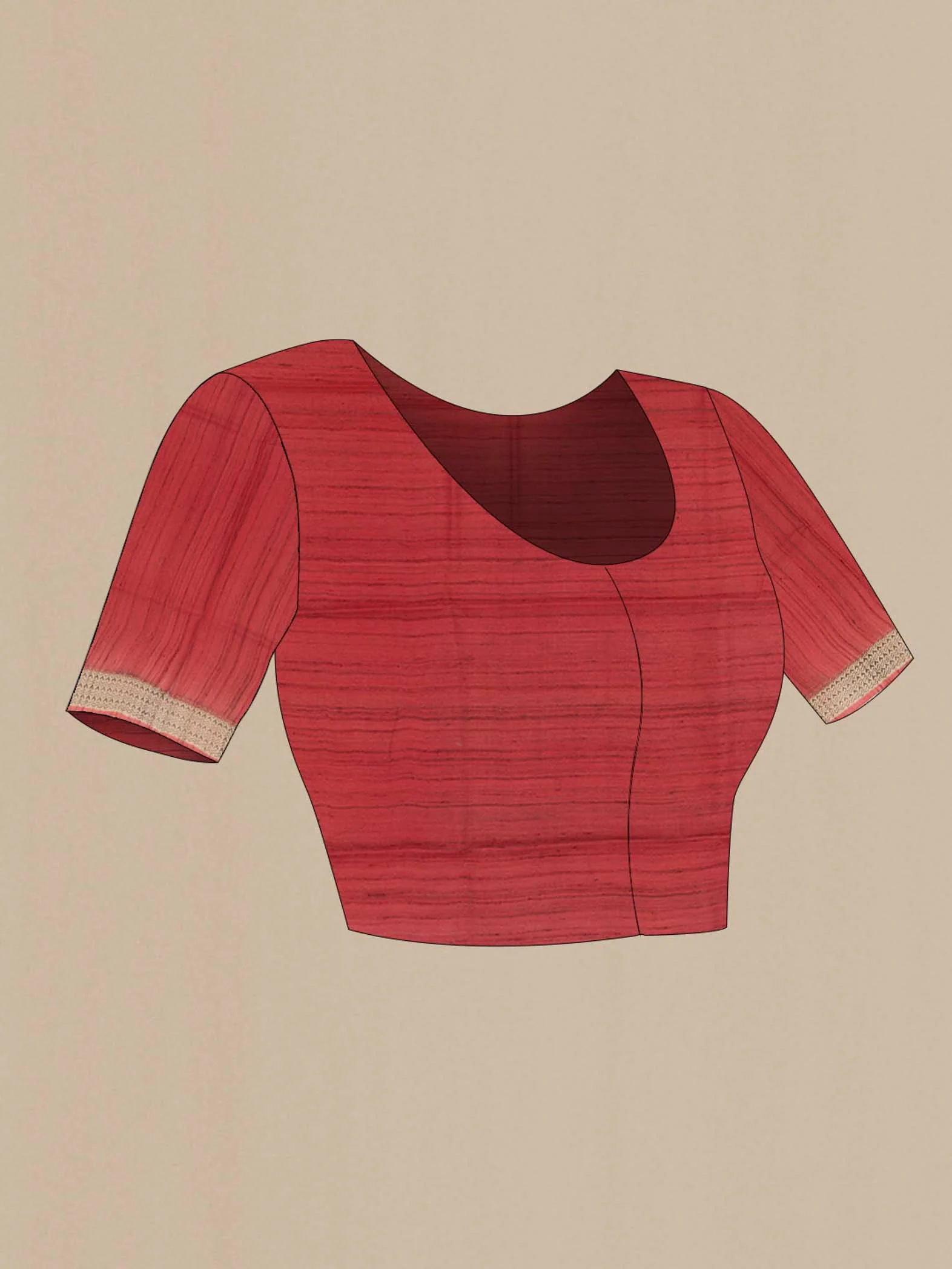Red Tussar Saree - Image 2
