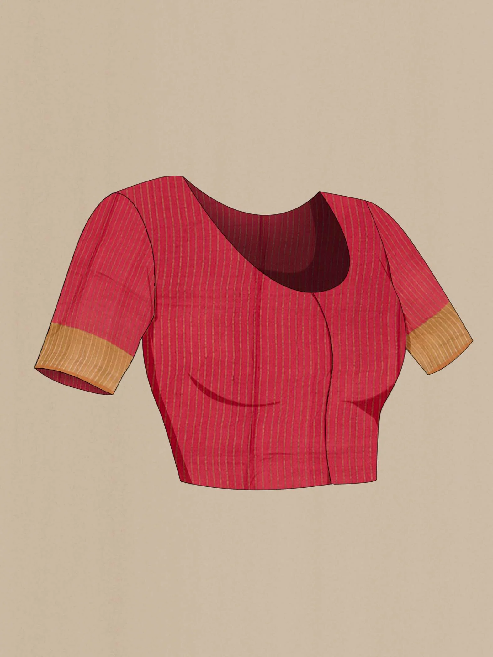 Red Tussar Saree - Image 2