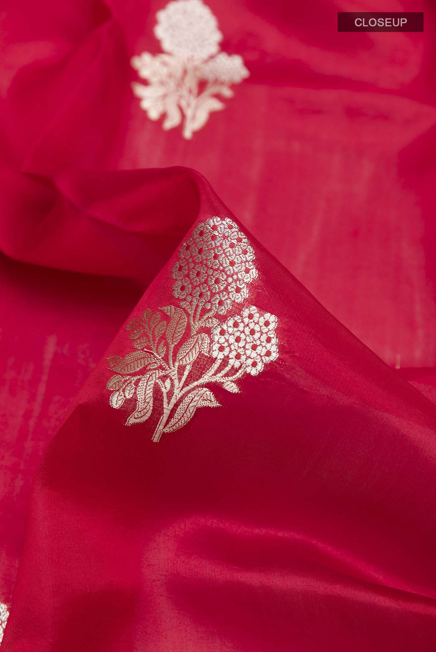 Red Banarasi Raw Silk Saree - Image 2