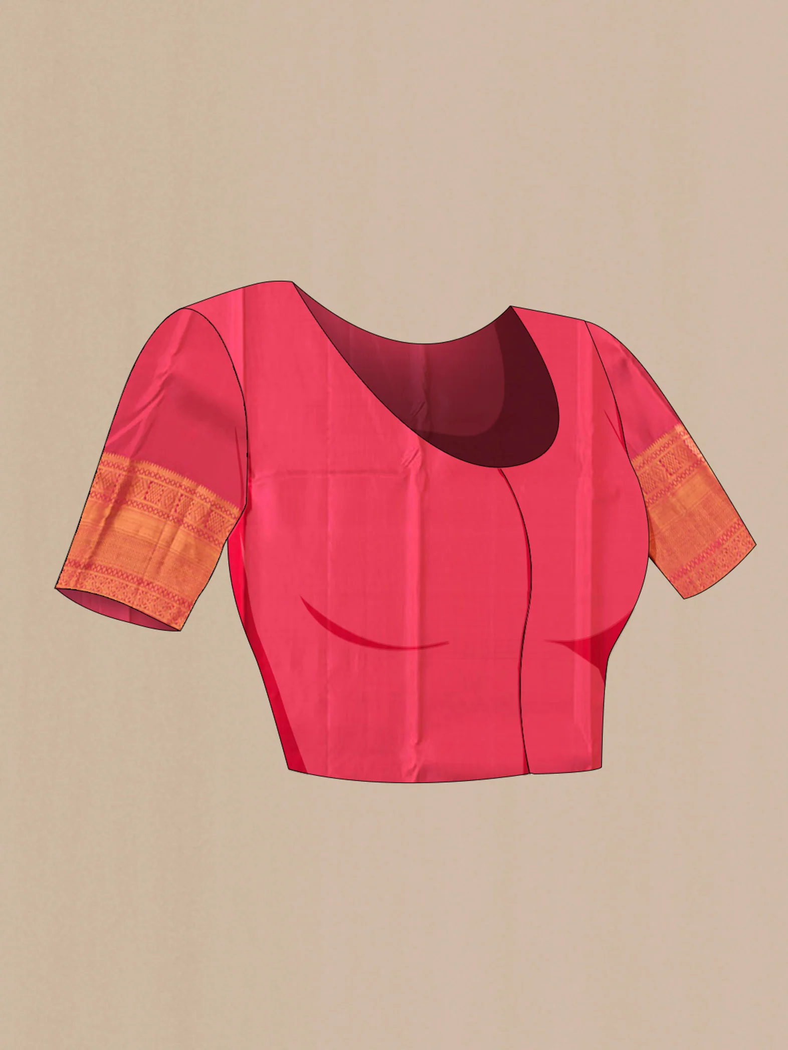 Red with Pink Color Kanjivaram Silk Saree - Image 5