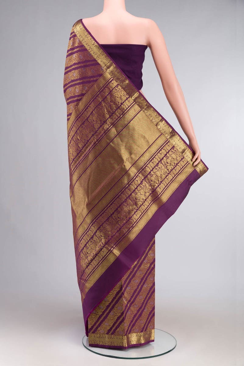Rohini-Purple Kanchipuram Silk Saree - Image 4