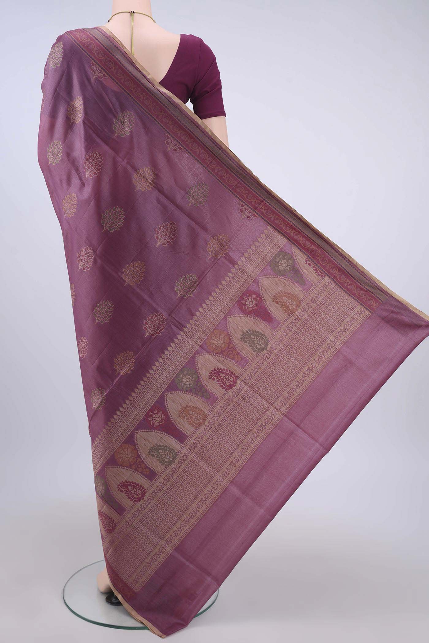 Rose Gold Banarasi Raw Silk Saree - Image 3