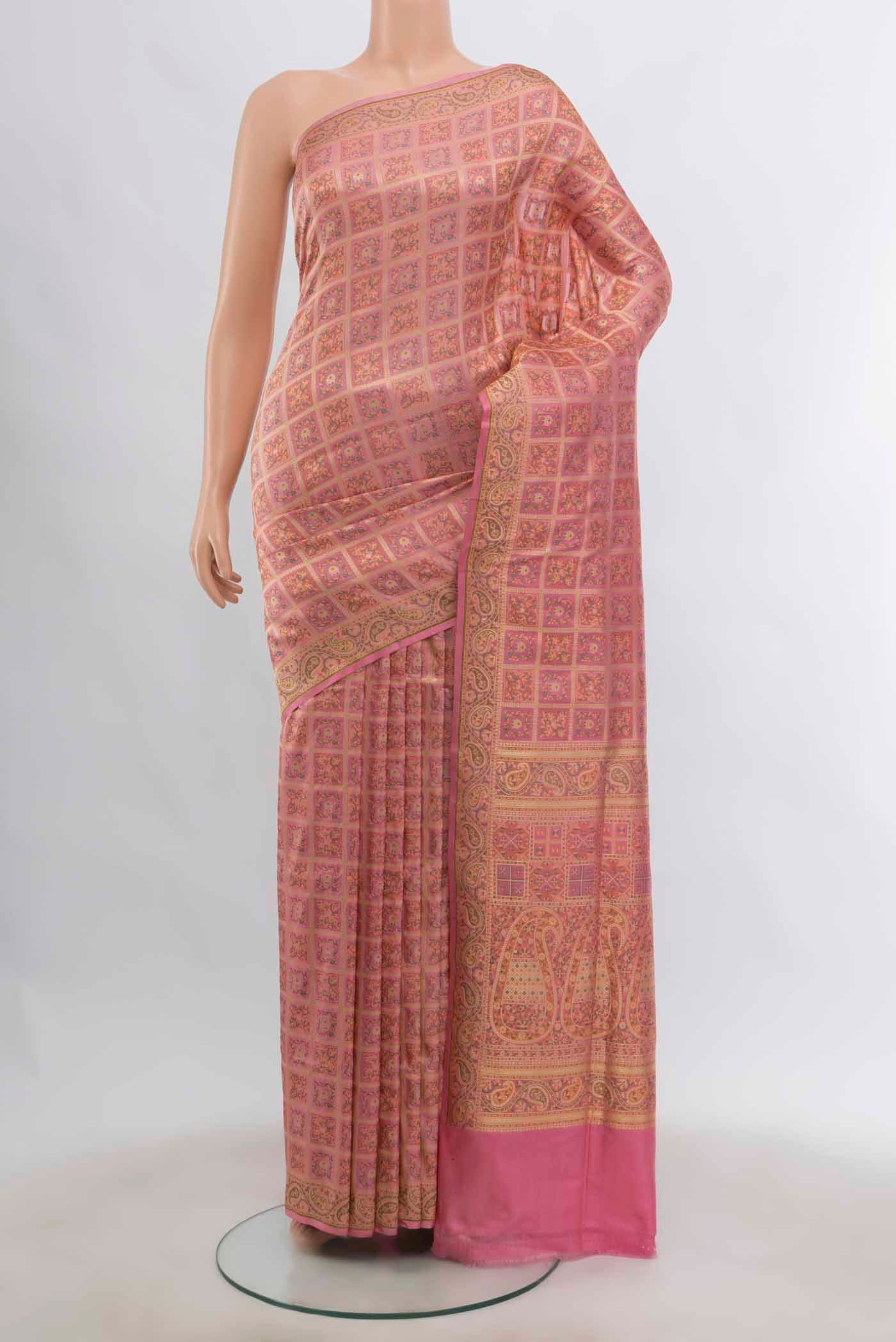 Rose Gold Banarasi Silk Saree