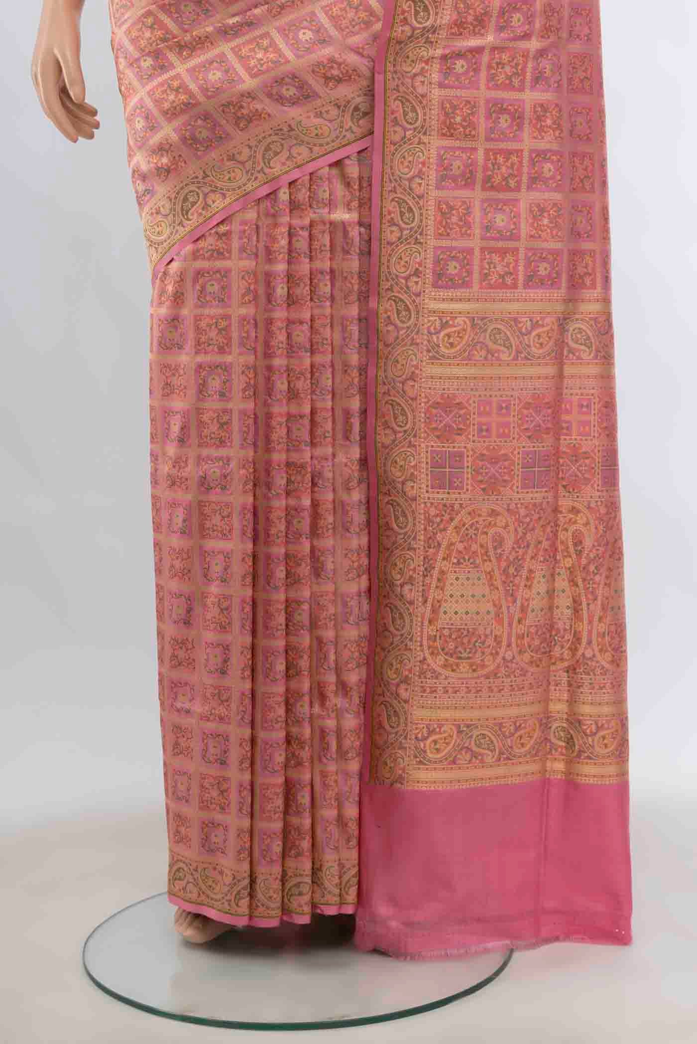Rose Gold Banarasi Silk Saree - Image 3