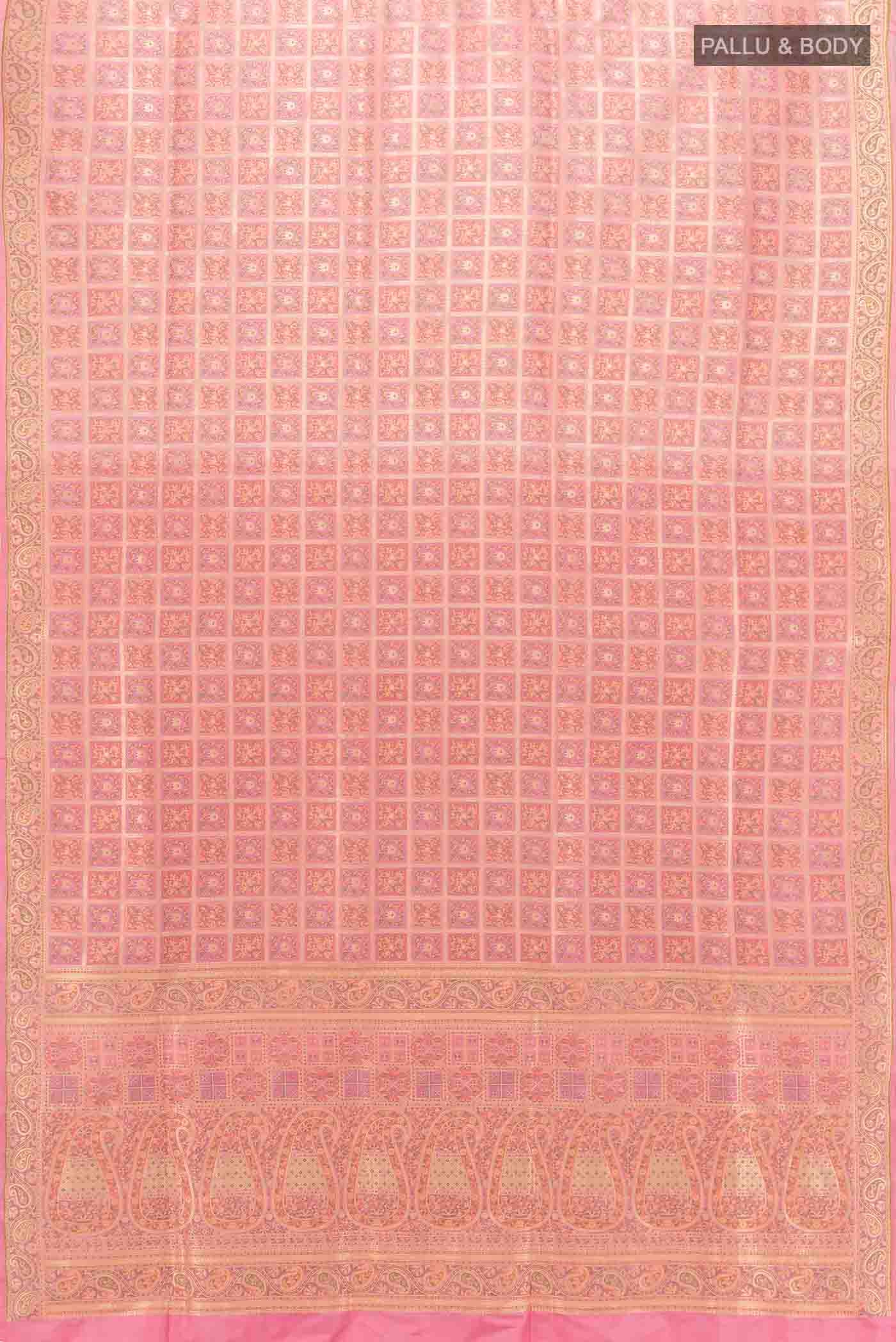 Rose Gold Banarasi Silk Saree - Image 5