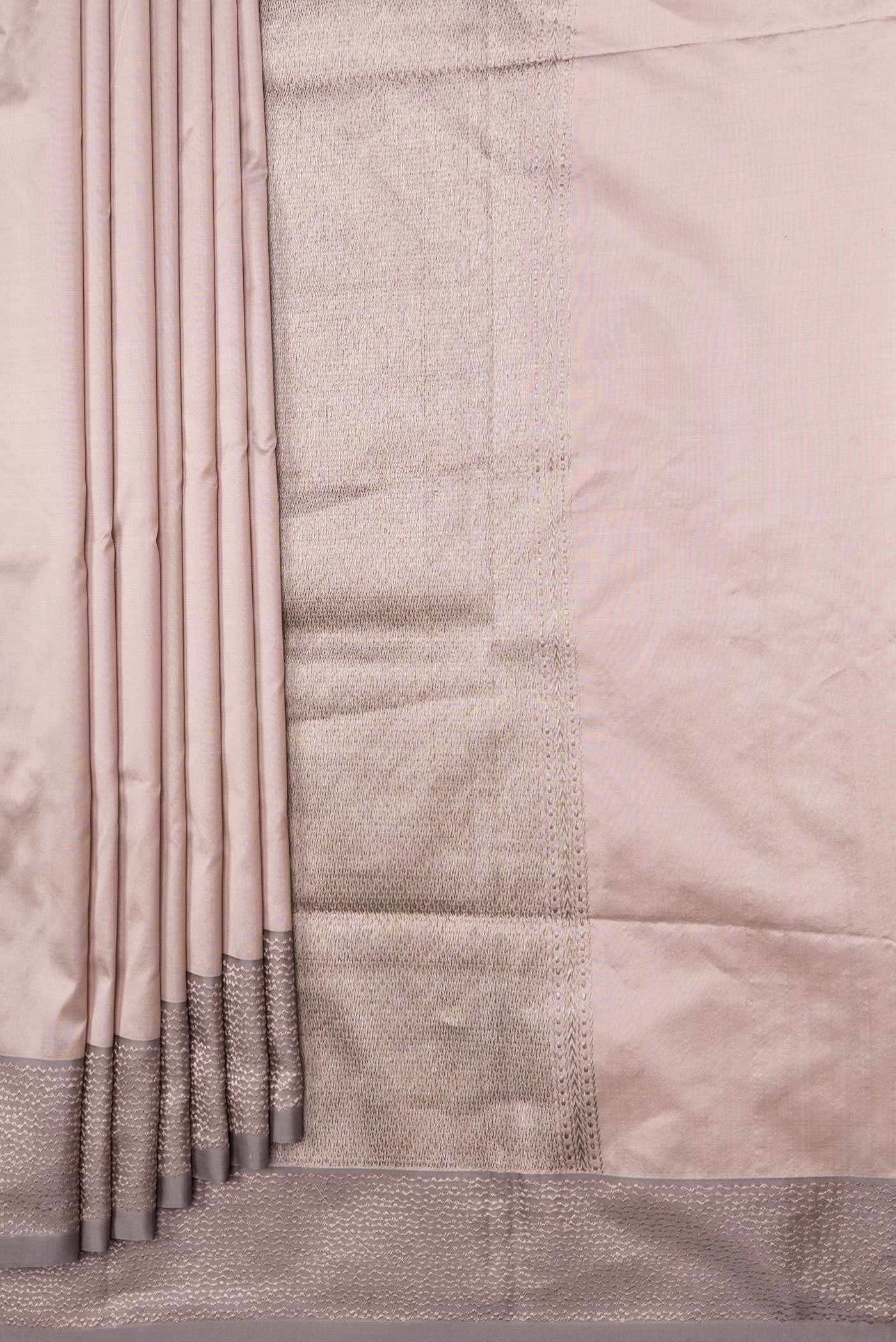 Rose Gold Banarasi Silk Saree - Image 4