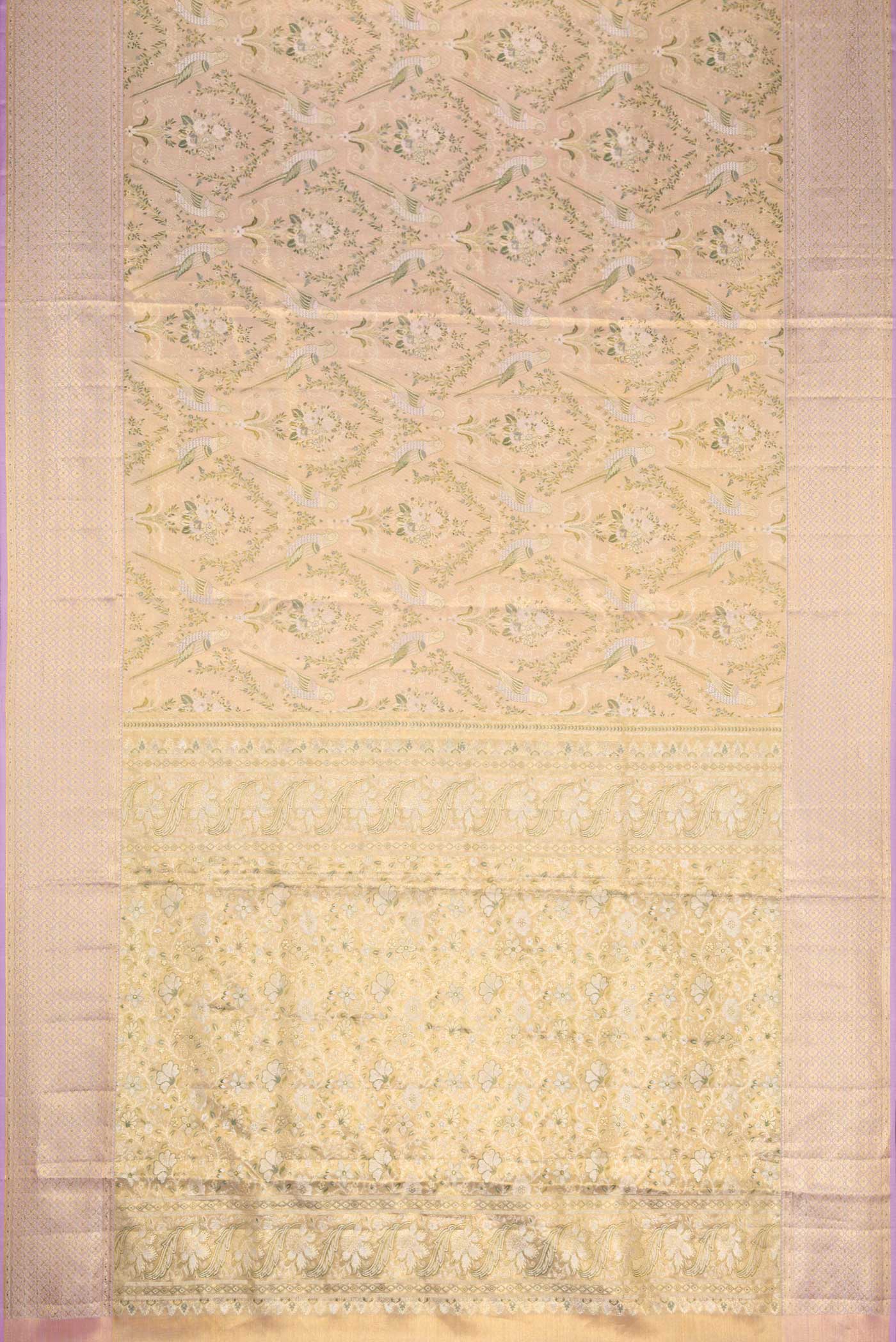 Rose Gold Dual Tone Kanchipuram Silk Saree - Image 6