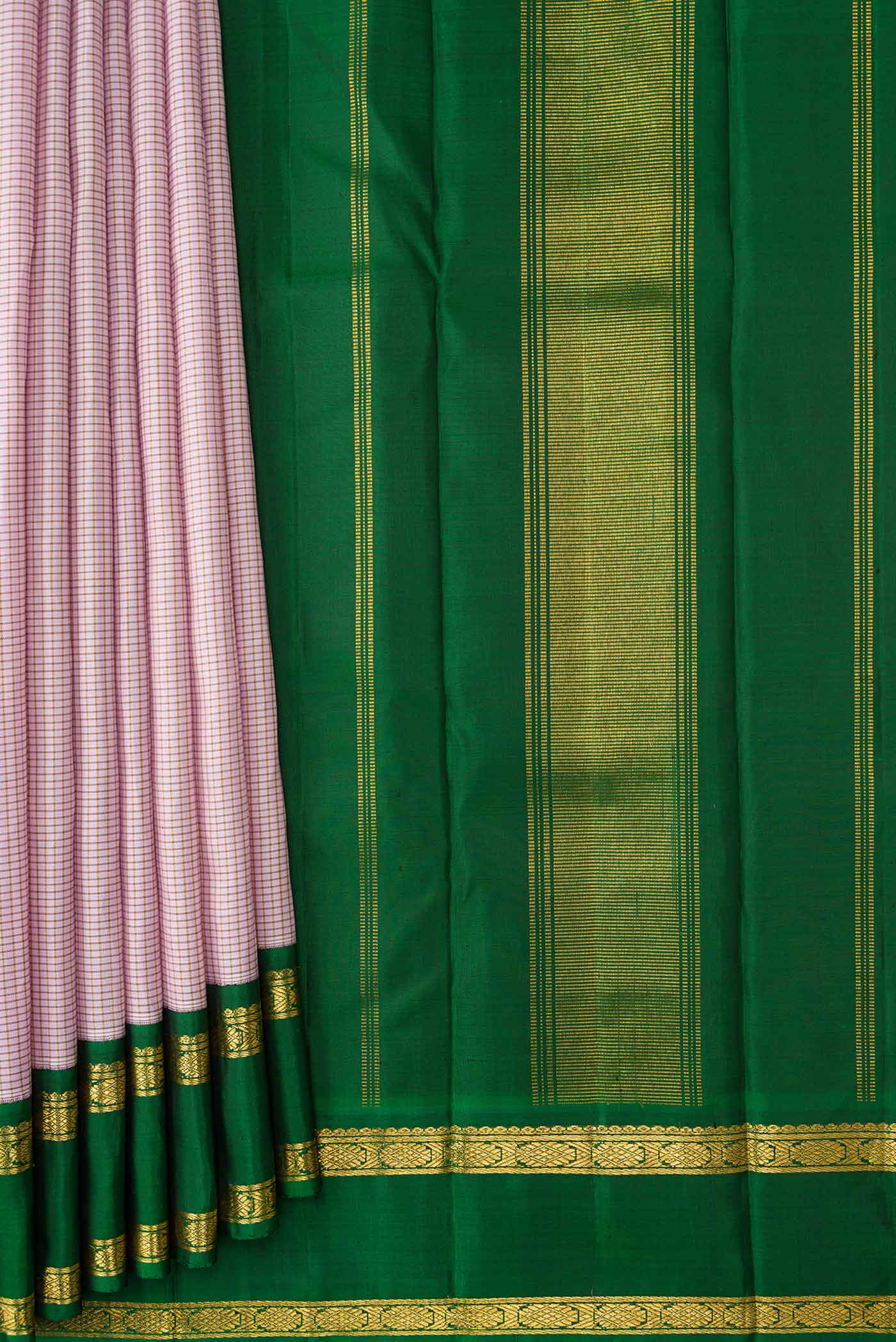 Rose Gold Dual Tone Kanjivaram Silk Saree - Image 4