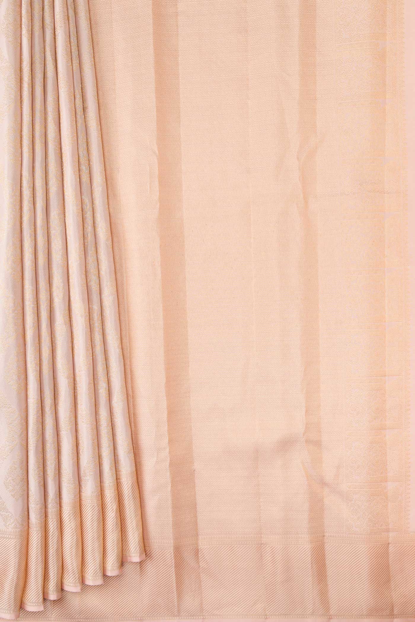 Rose Gold Dual Tone Kanchipuram Silk Saree - Image 4