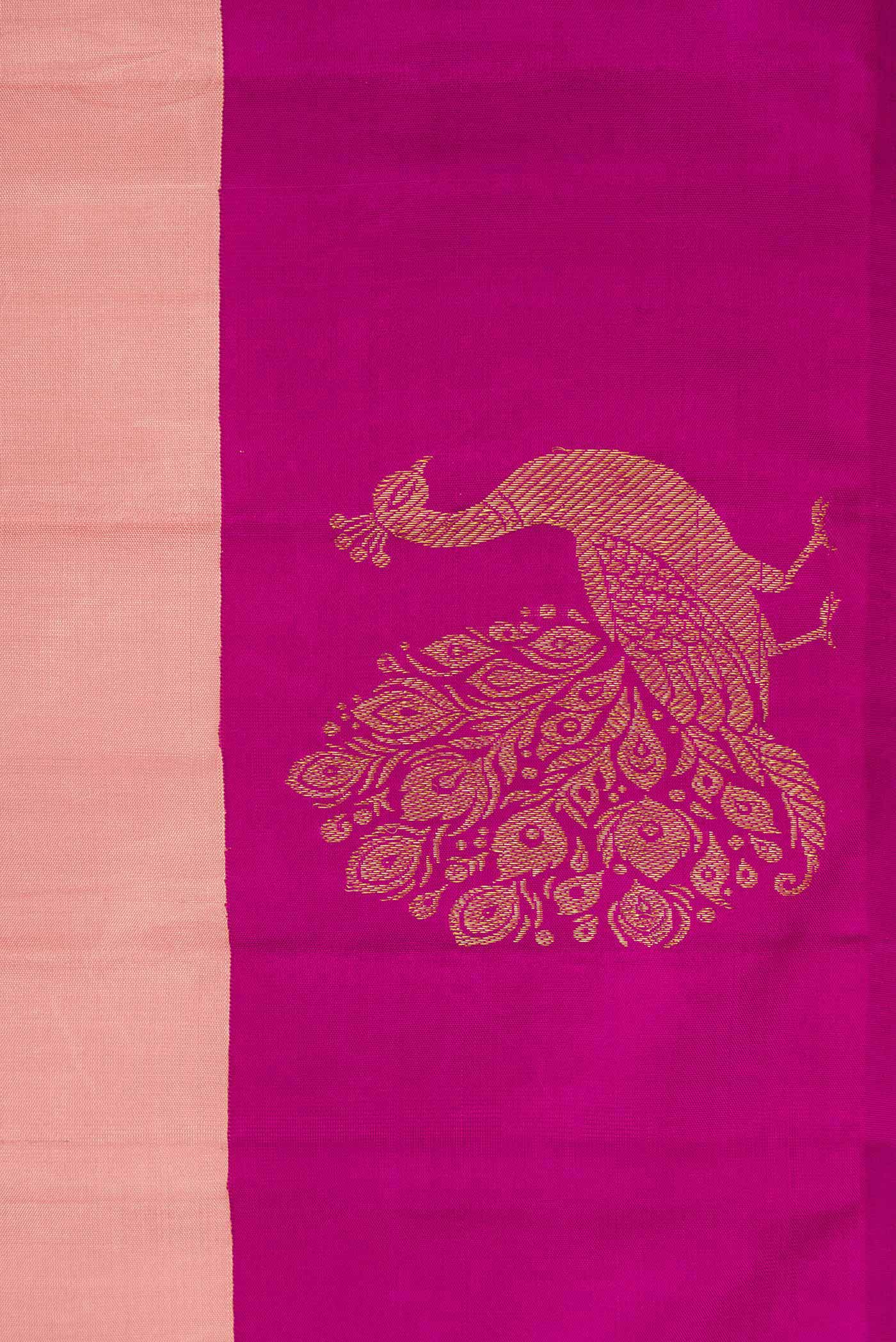 Rose Gold Dual Tone Kanjivaram Silk Saree - Image 3