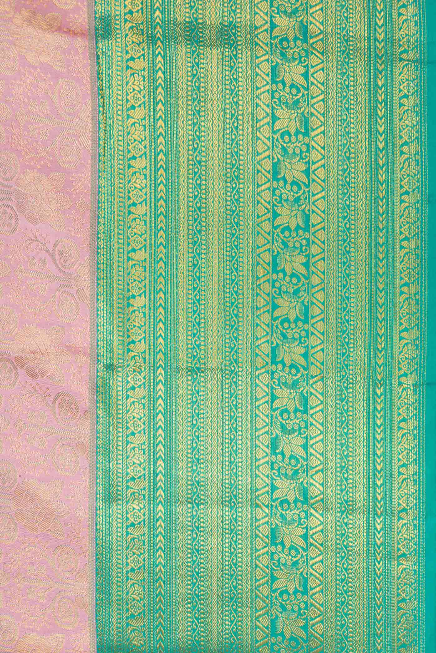 Rose Gold Kanchipuram Silk Saree - Image 3