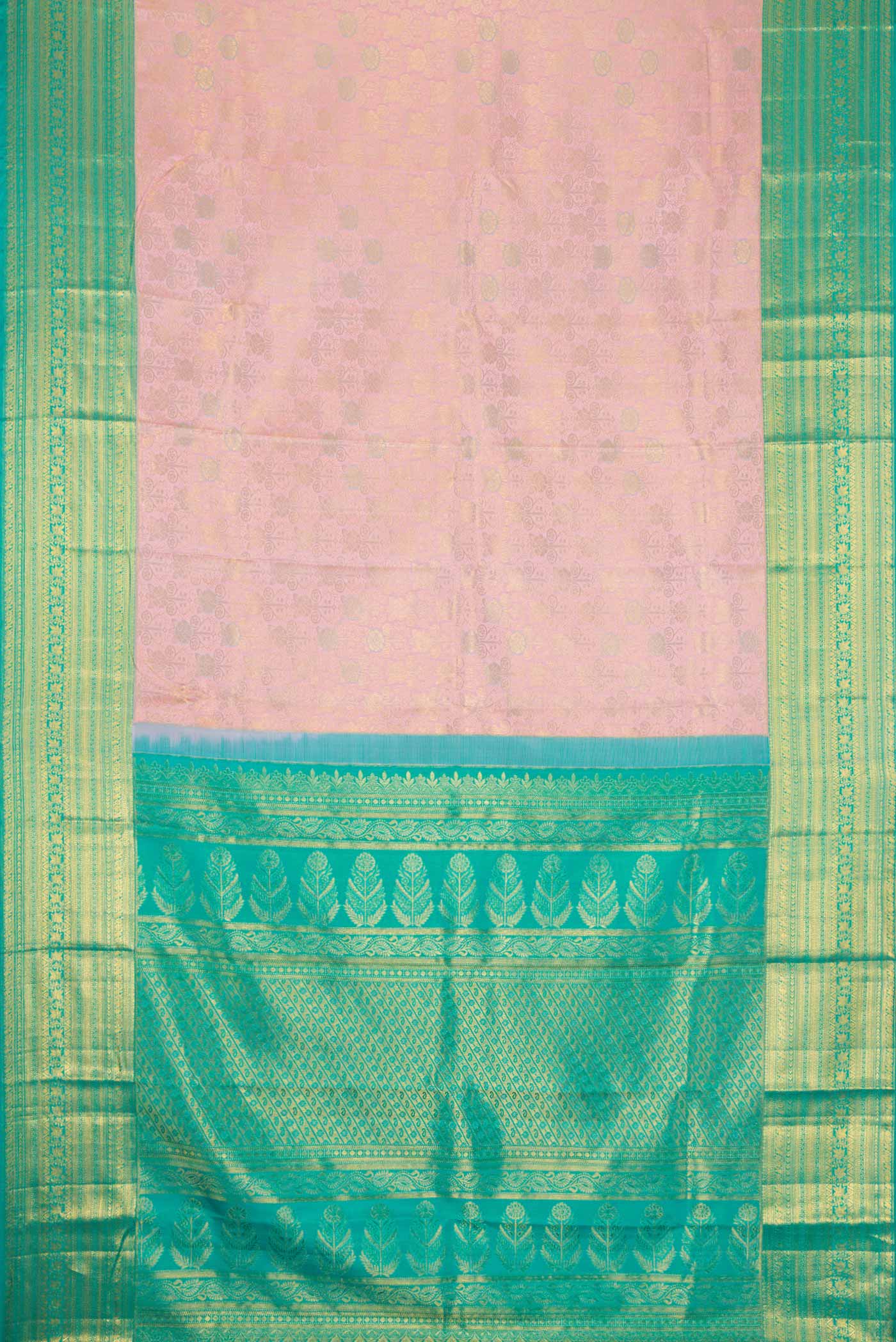 Rose Gold Kanchipuram Silk Saree - Image 6