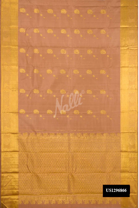 Rose Gold Dual Tone Kanchipuram Silk Saree