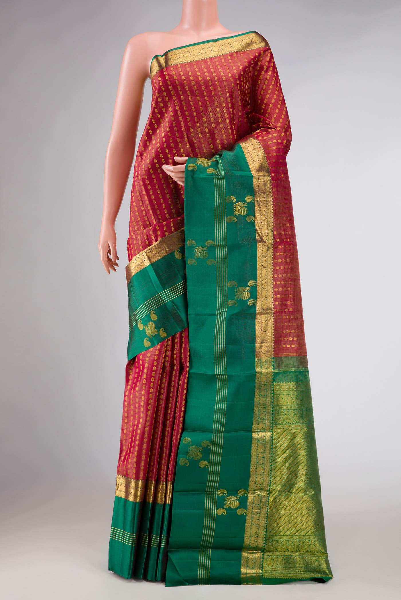 Rose Gold Dual Tone Kanjivaram Silk Saree