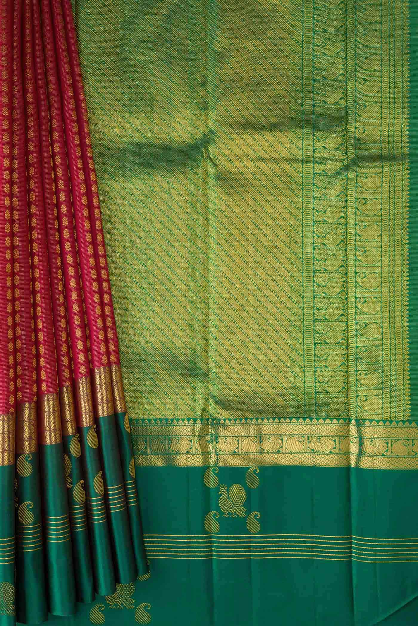 Rose Gold Dual Tone Kanjivaram Silk Saree - Image 2