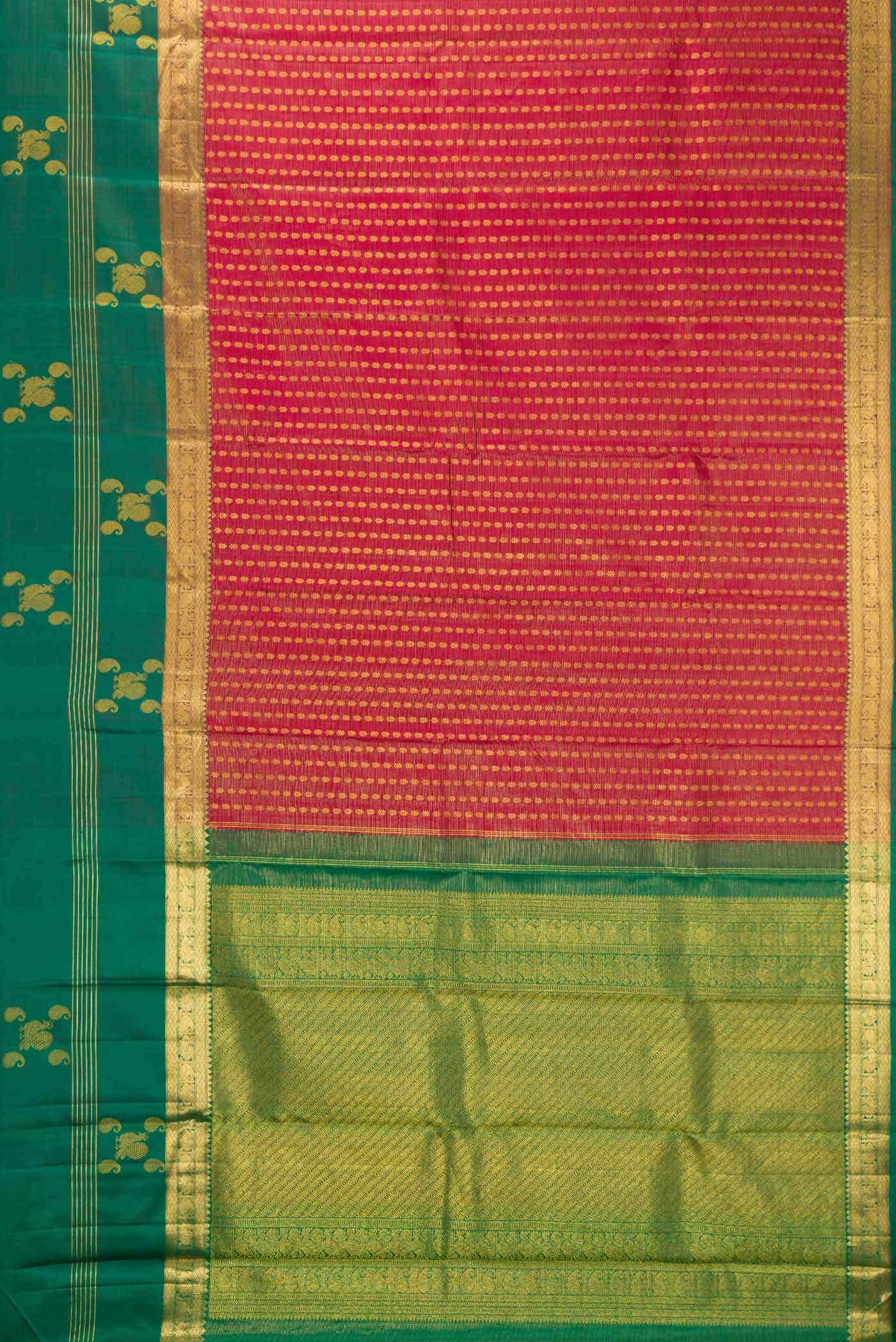 Rose Gold Dual Tone Kanjivaram Silk Saree - Image 4