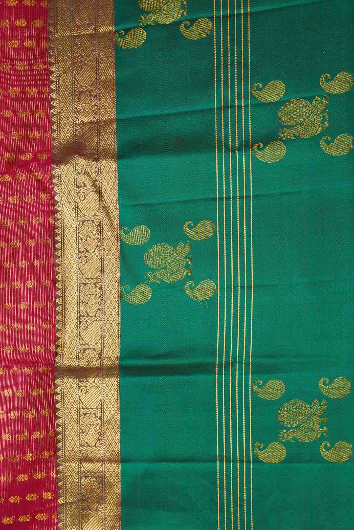 Rose Gold Dual Tone Kanjivaram Silk Saree - Image 5