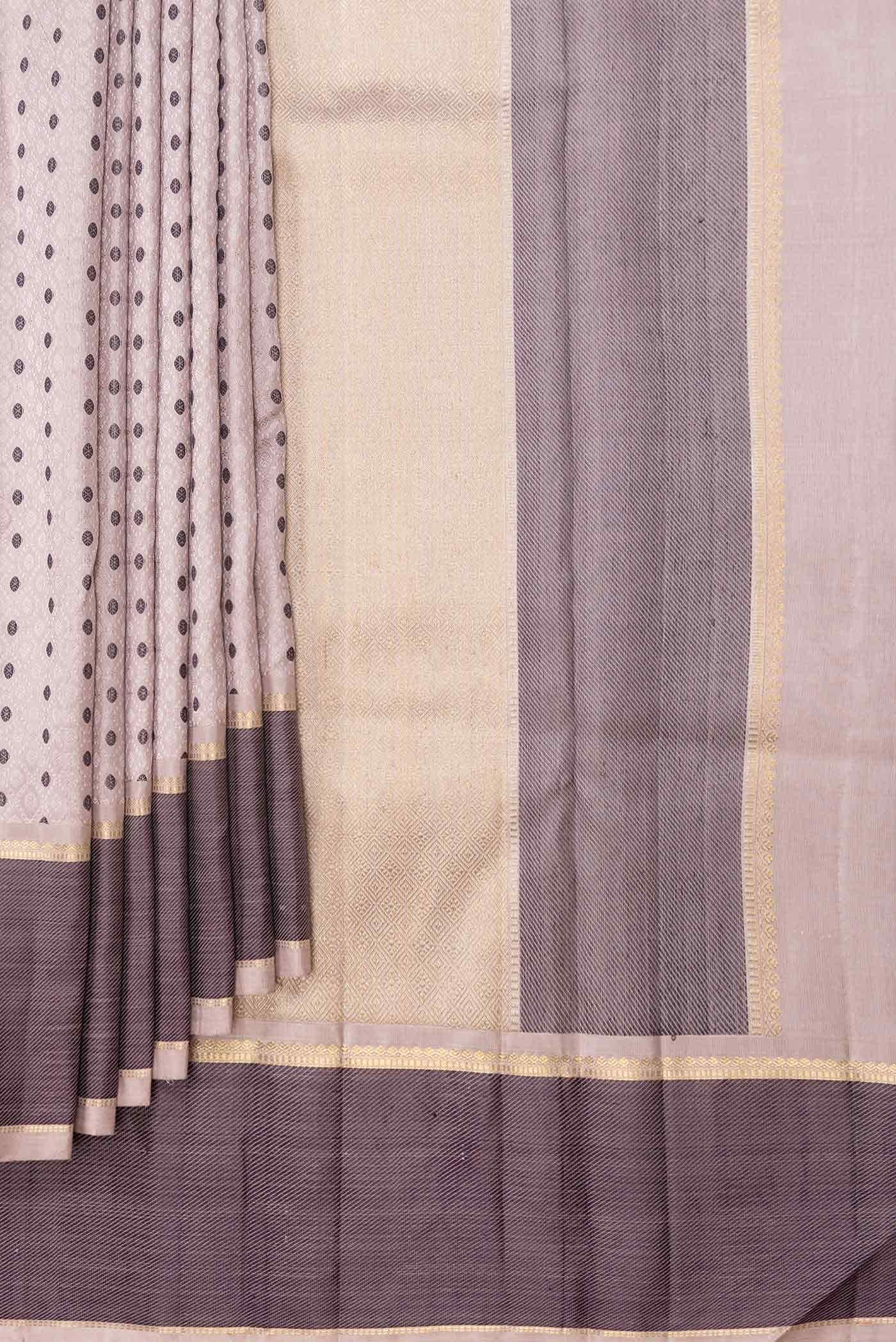 Pure Silk Pure Zari Rose Gold Dual Tone Kanchipuram Saree - Image 2